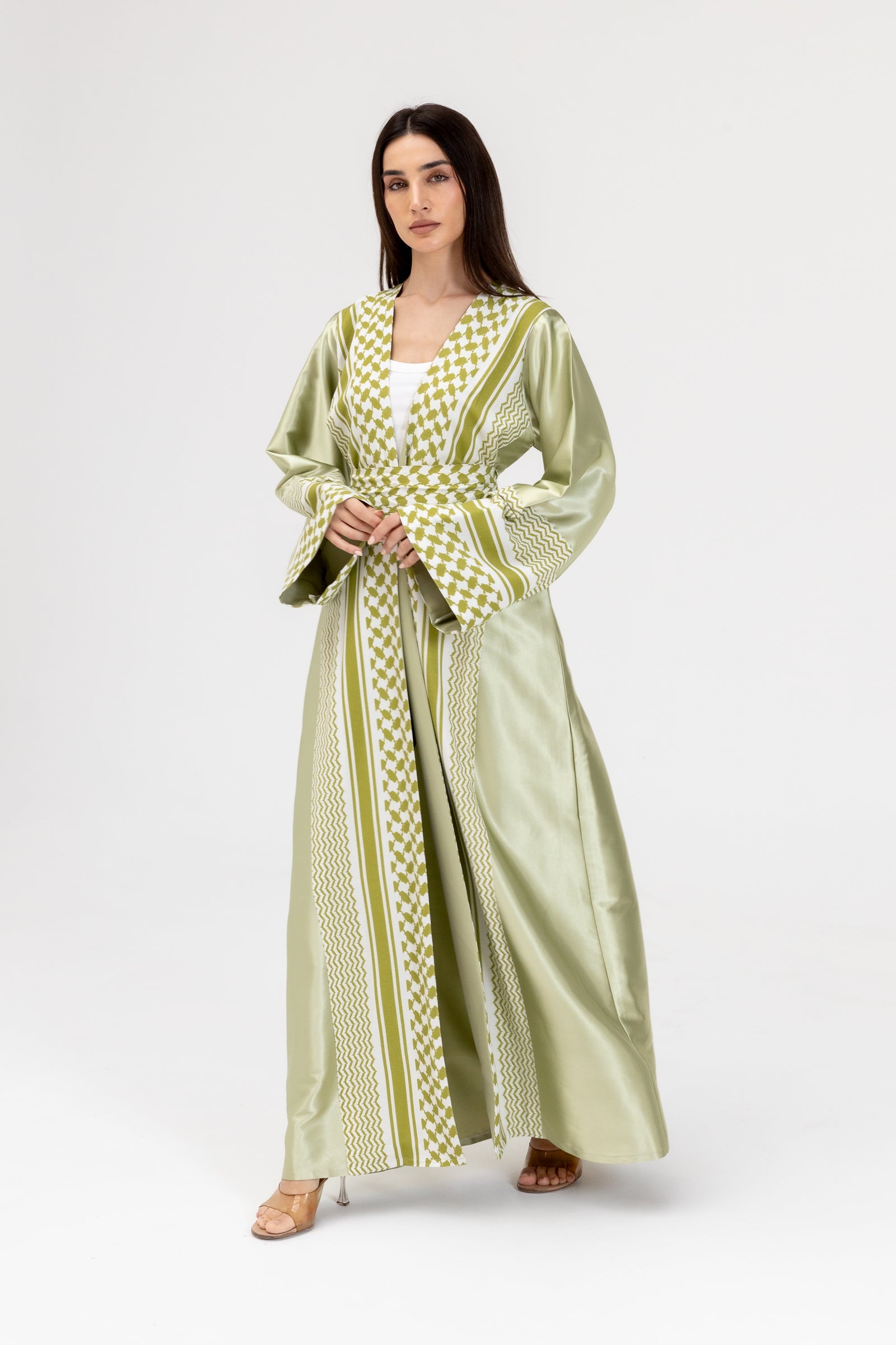 Lime Keffiyeh Abaya