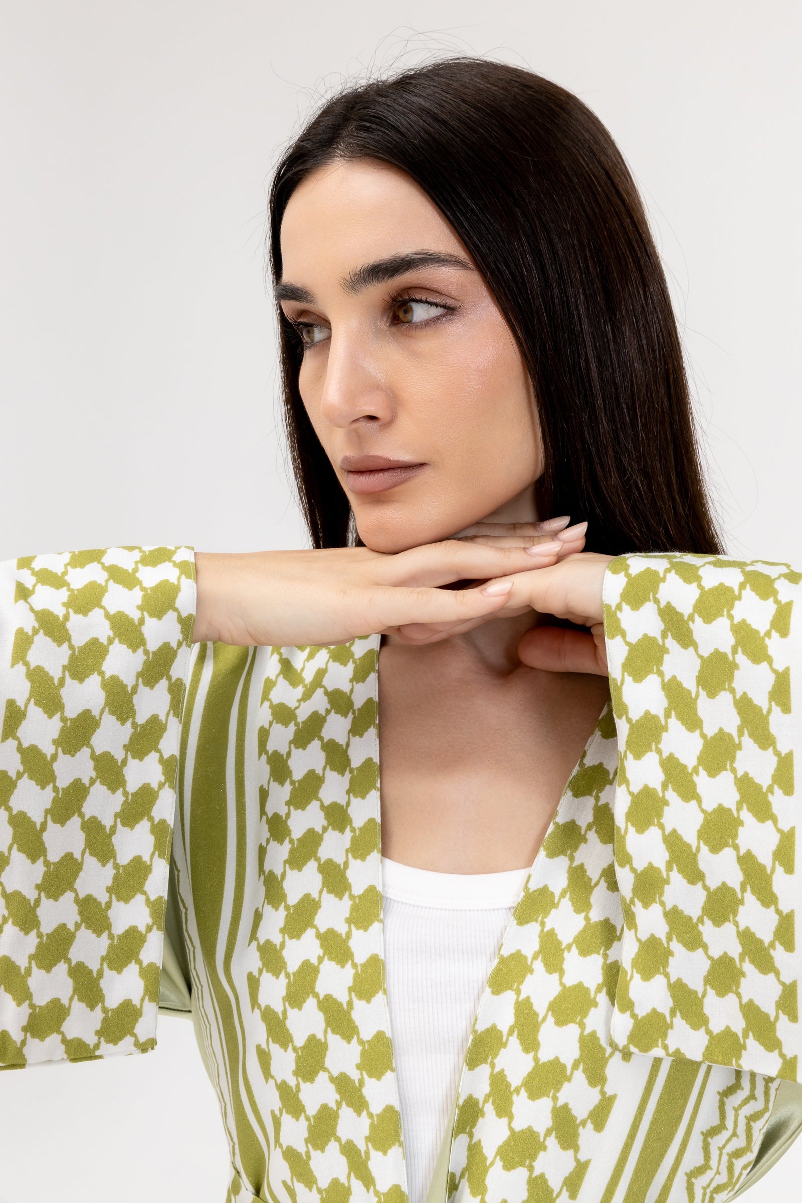 Lime Keffiyeh Abaya