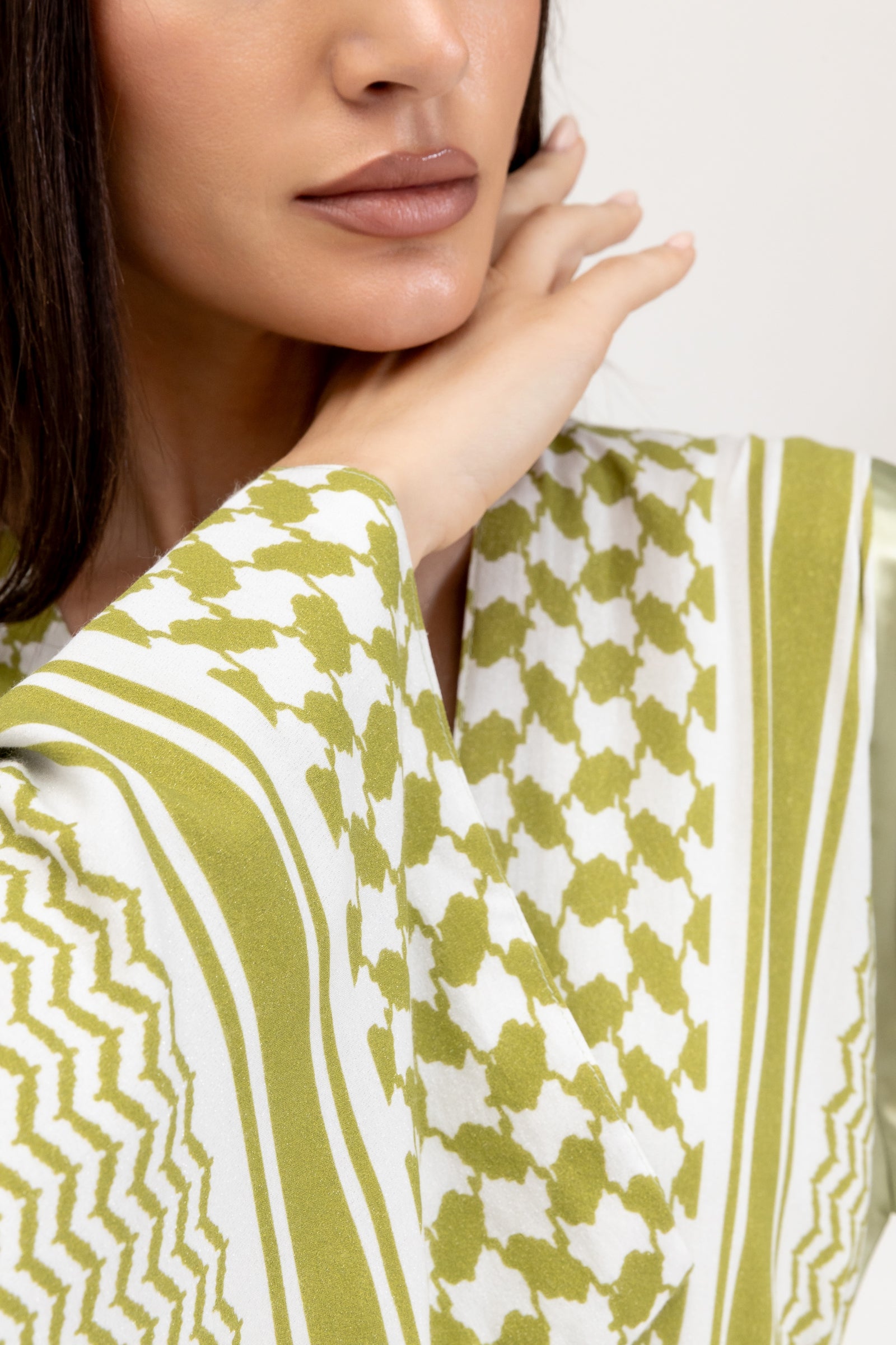 Lime Keffiyeh Abaya