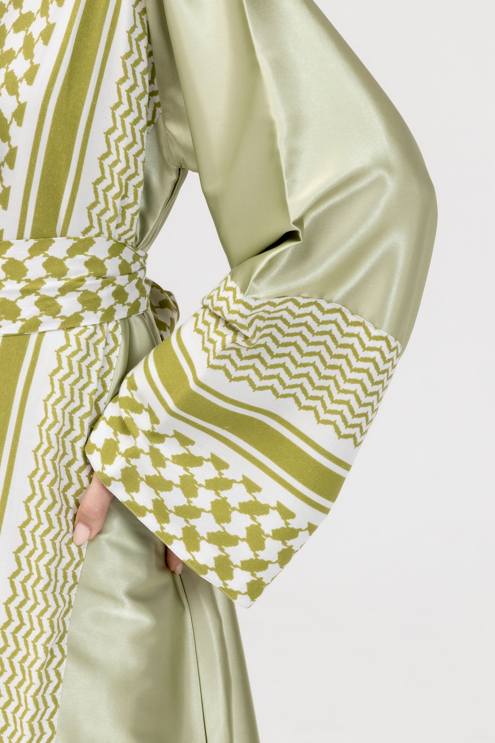 Lime Keffiyeh Abaya