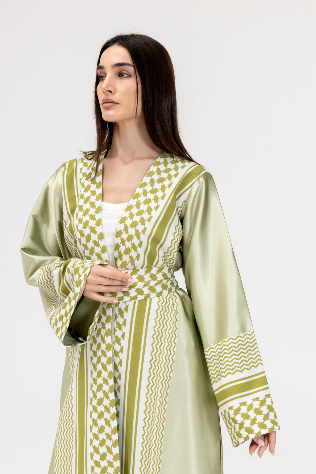 Lime Keffiyeh Abaya