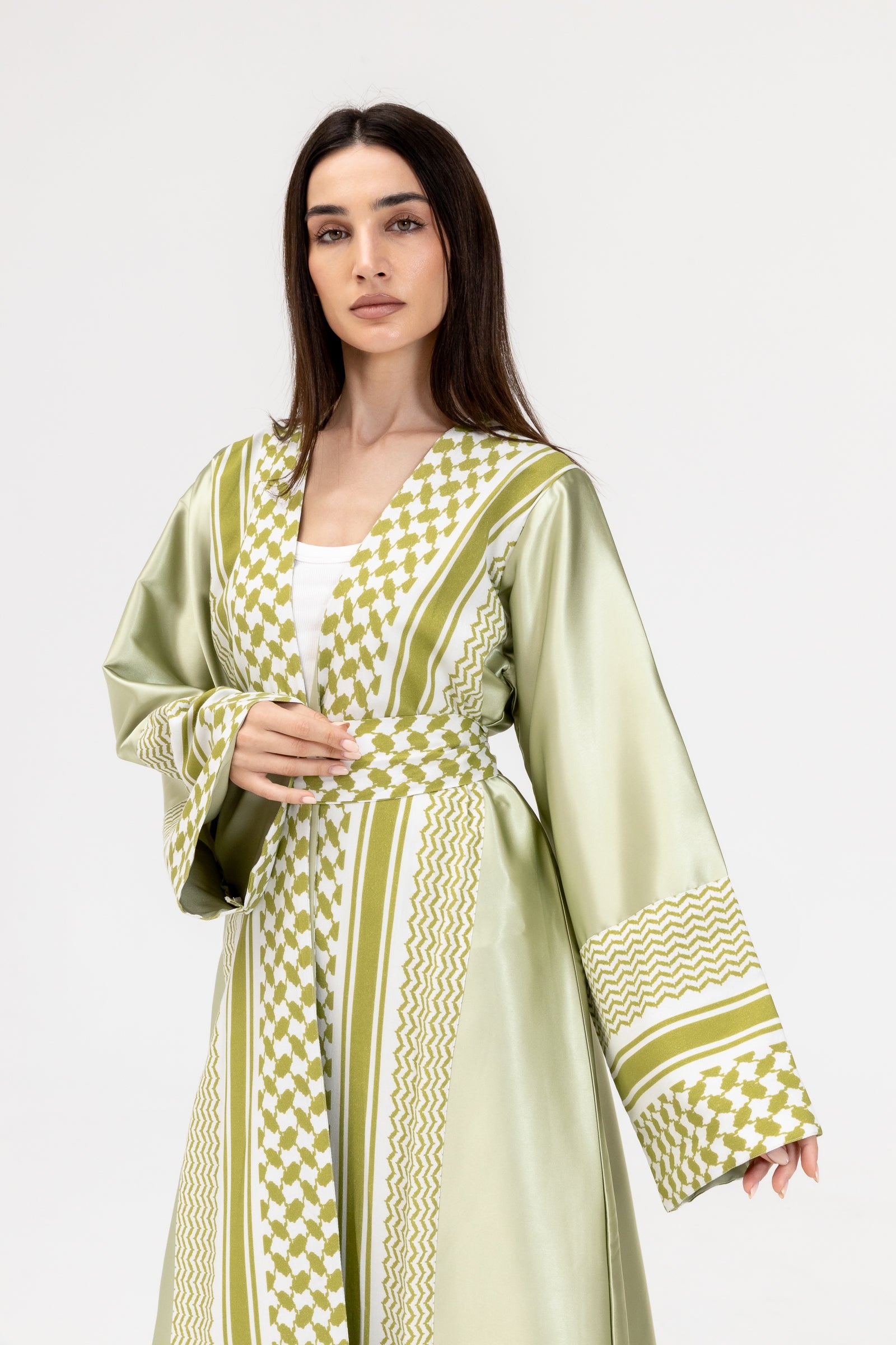 Lime Keffiyeh Abaya
