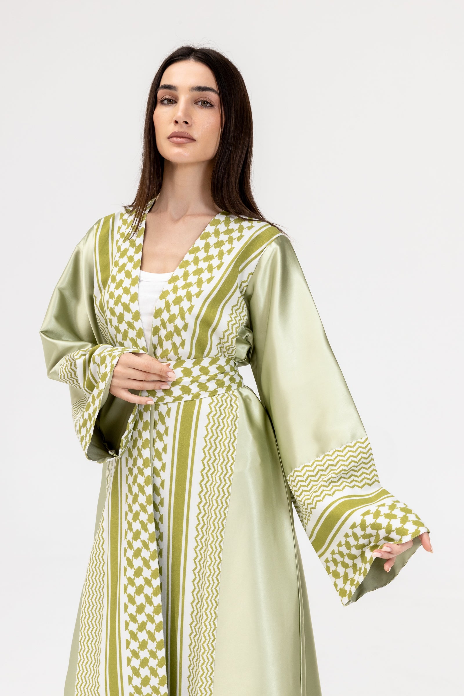 Lime Keffiyeh Abaya