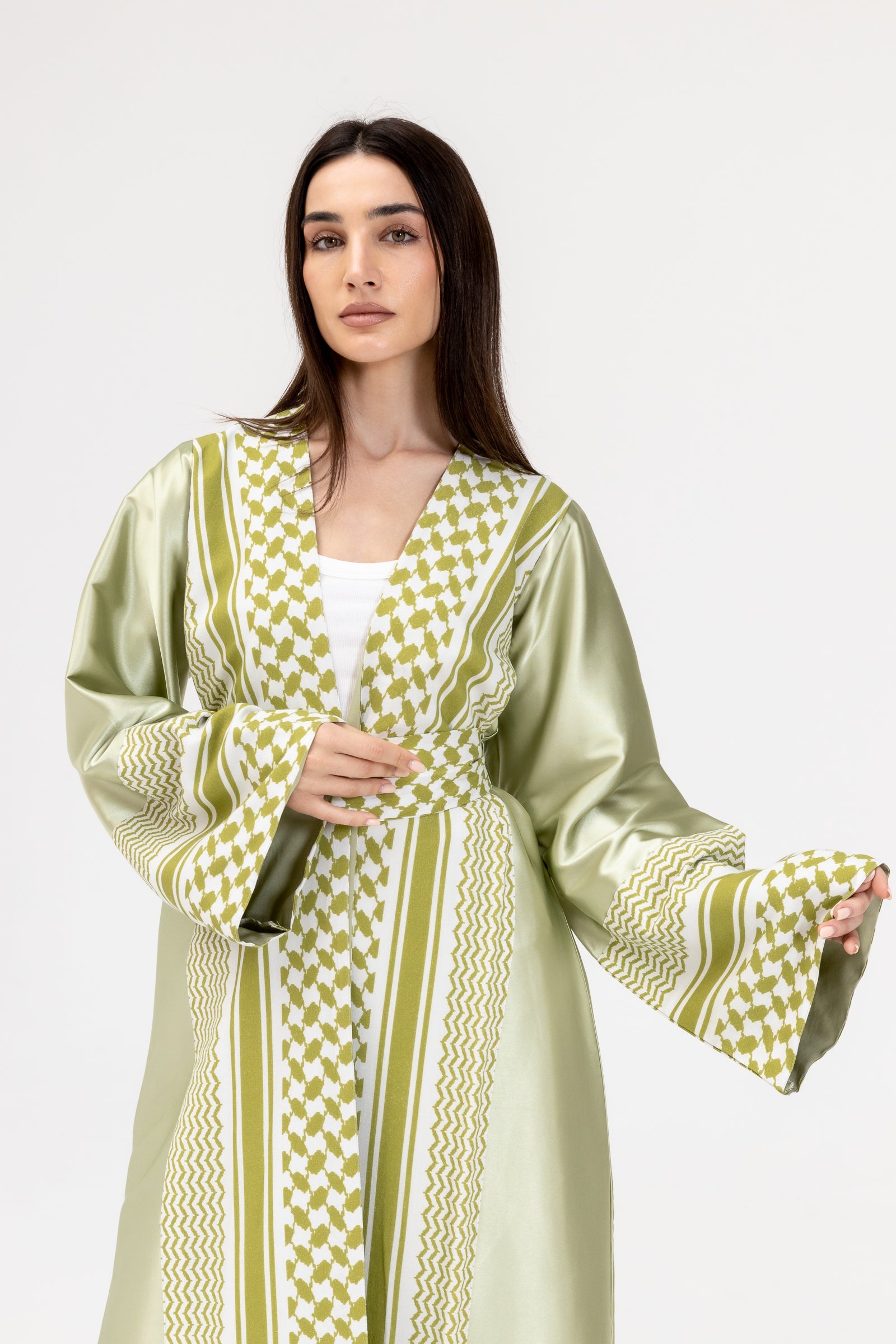 Lime Keffiyeh Abaya