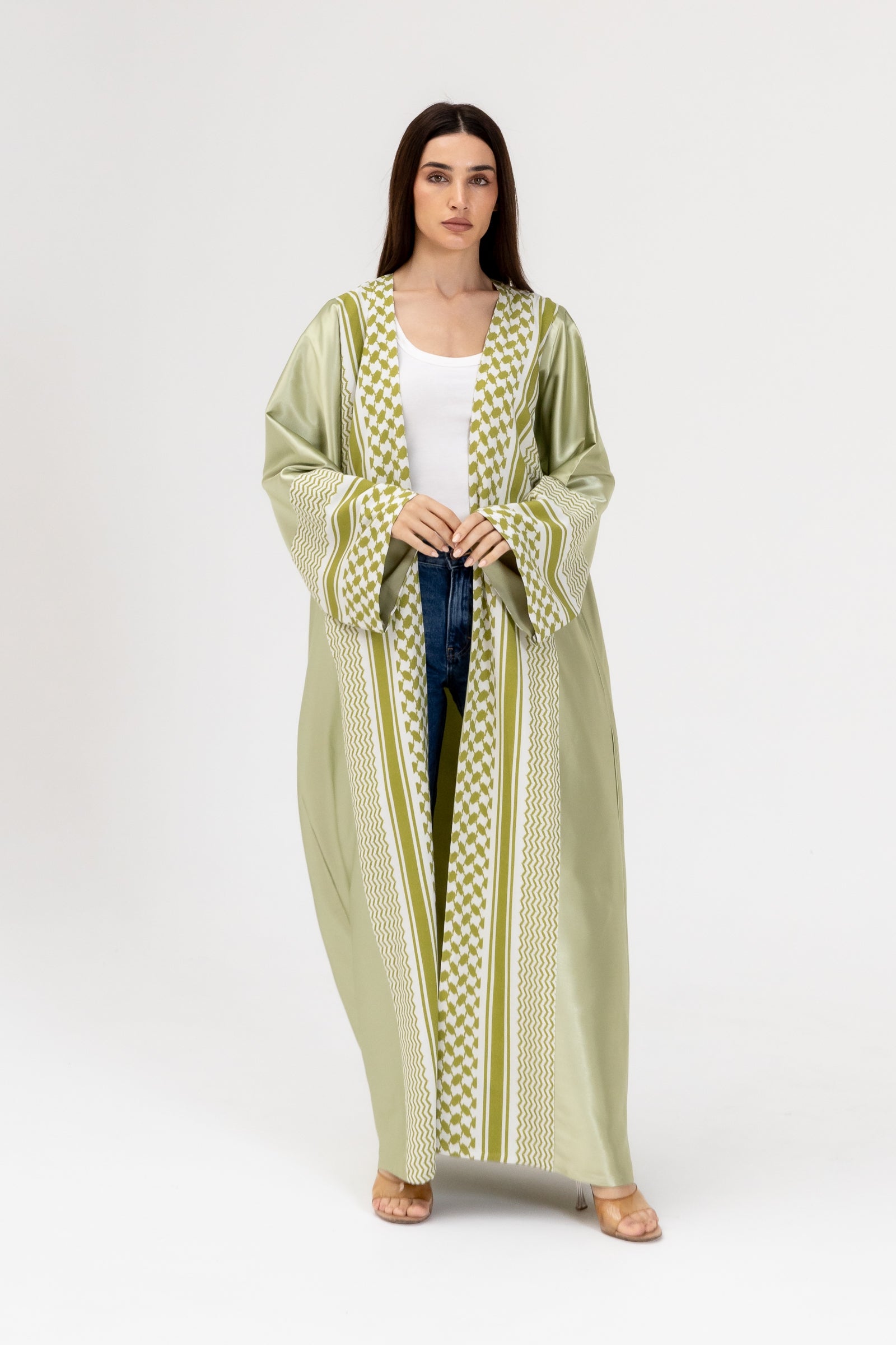 Lime Keffiyeh Abaya
