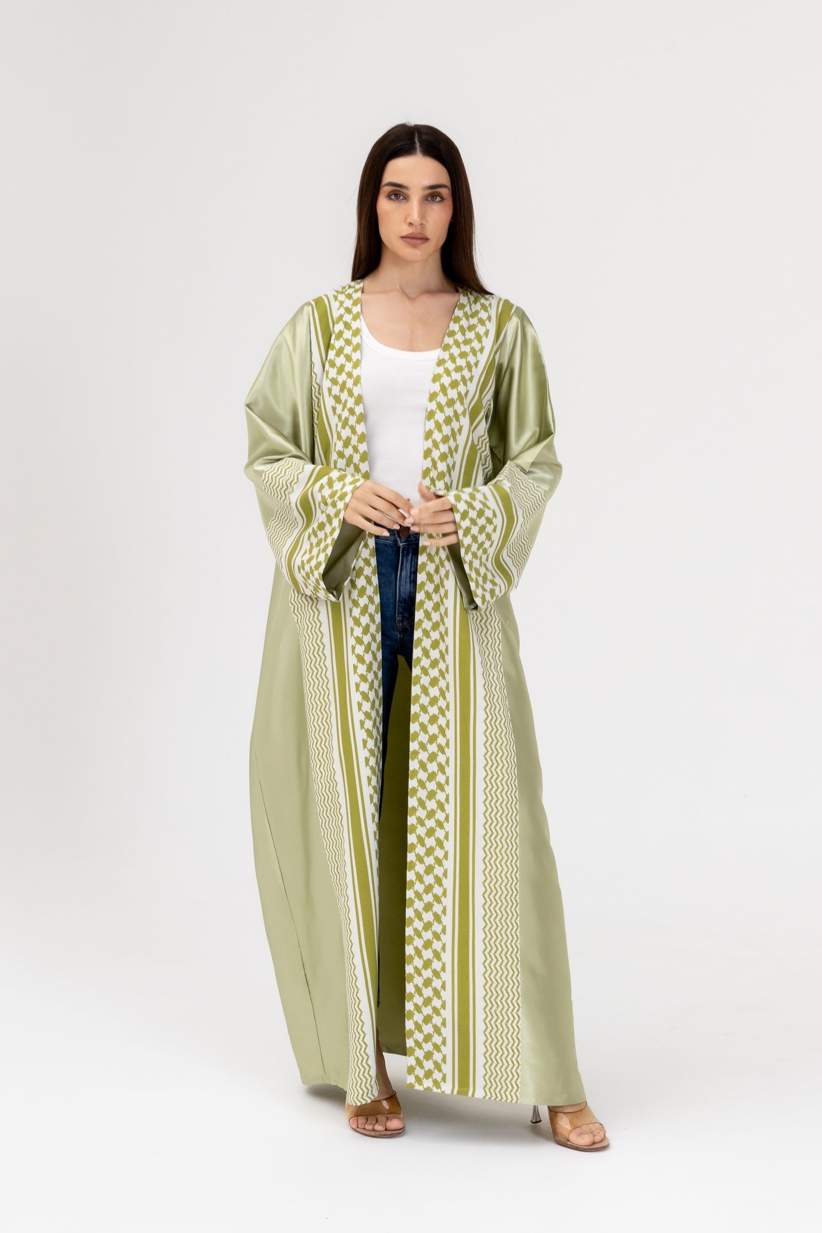 Lime Keffiyeh Abaya