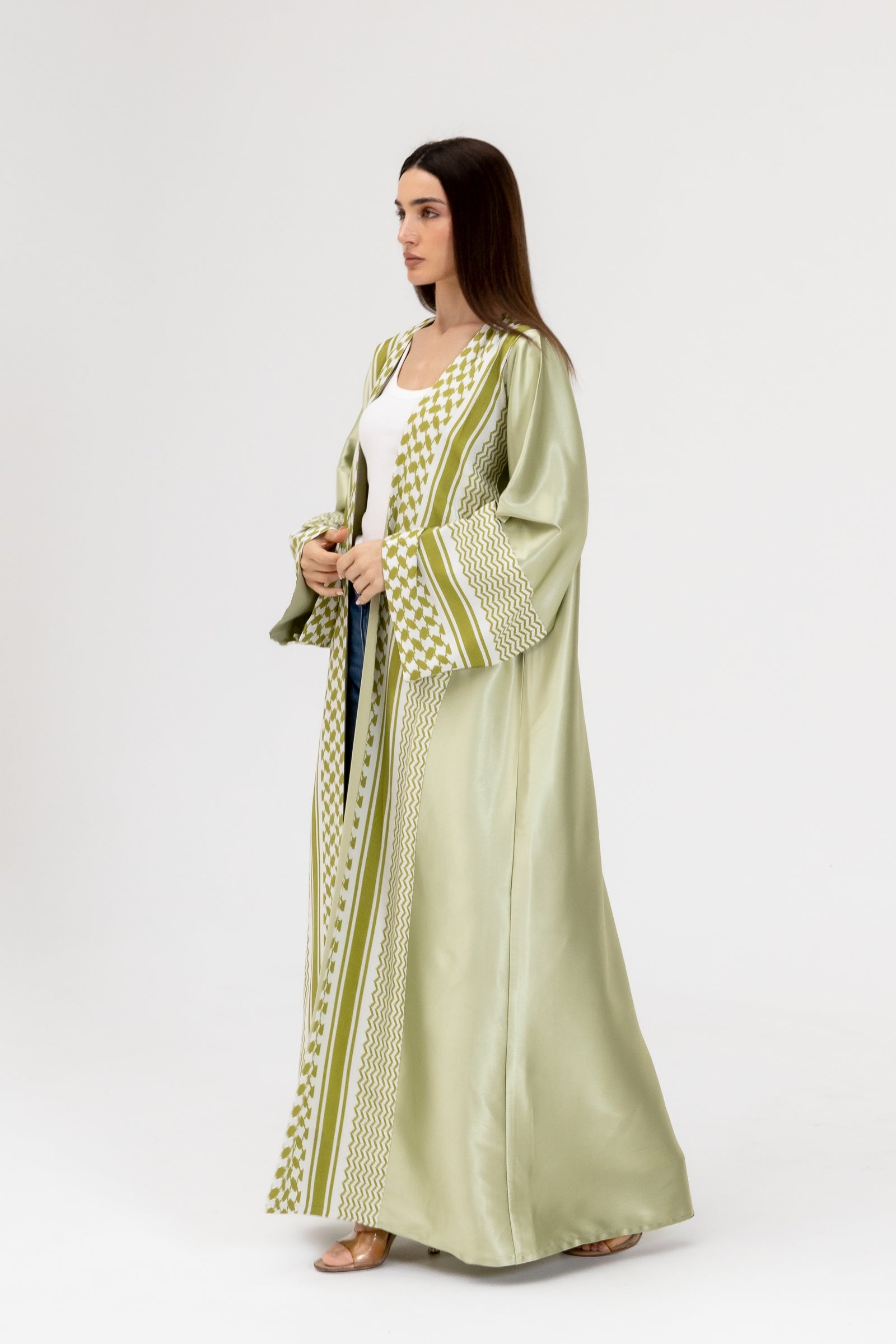 Lime Keffiyeh Abaya