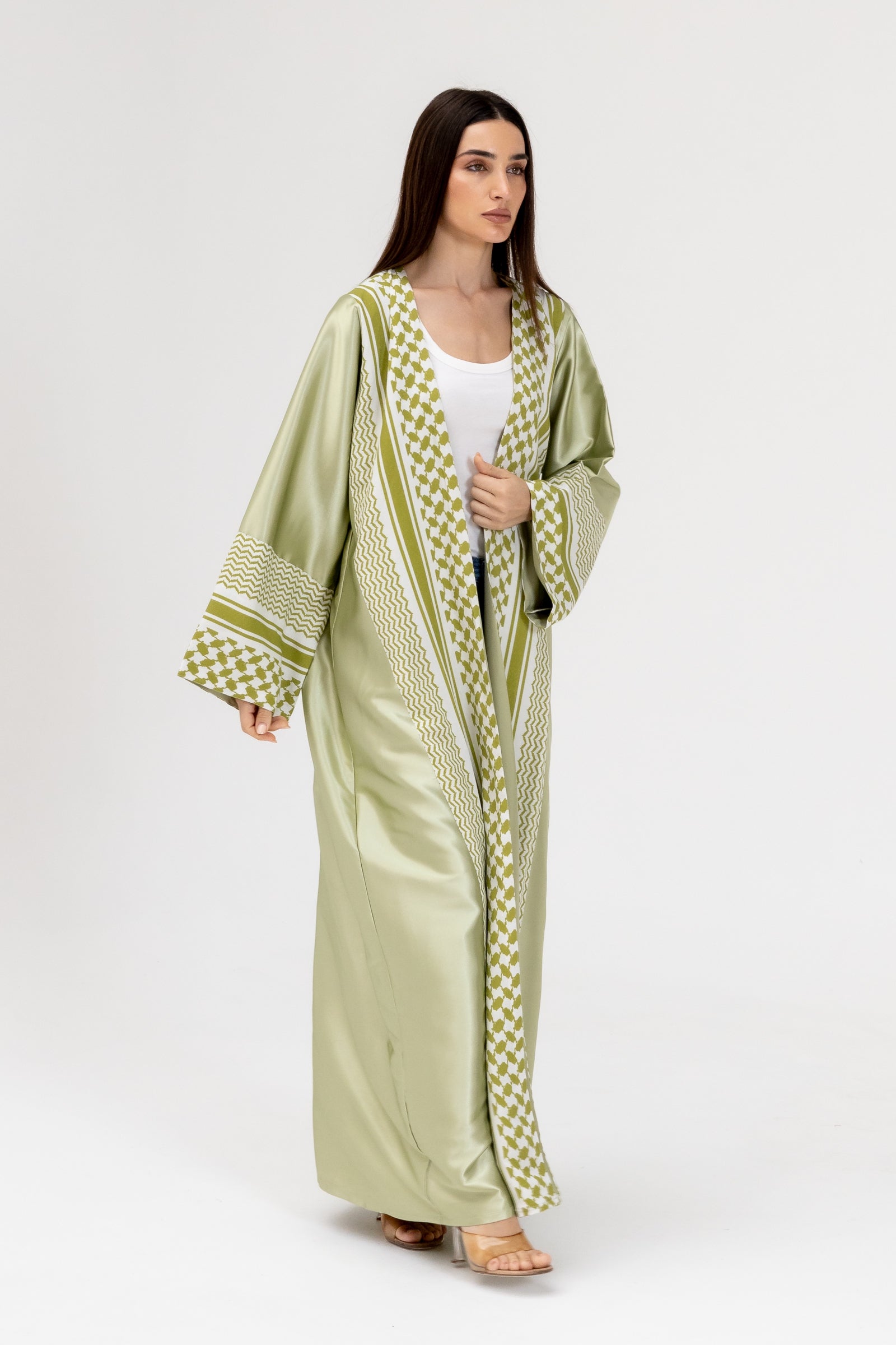 Lime Keffiyeh Abaya
