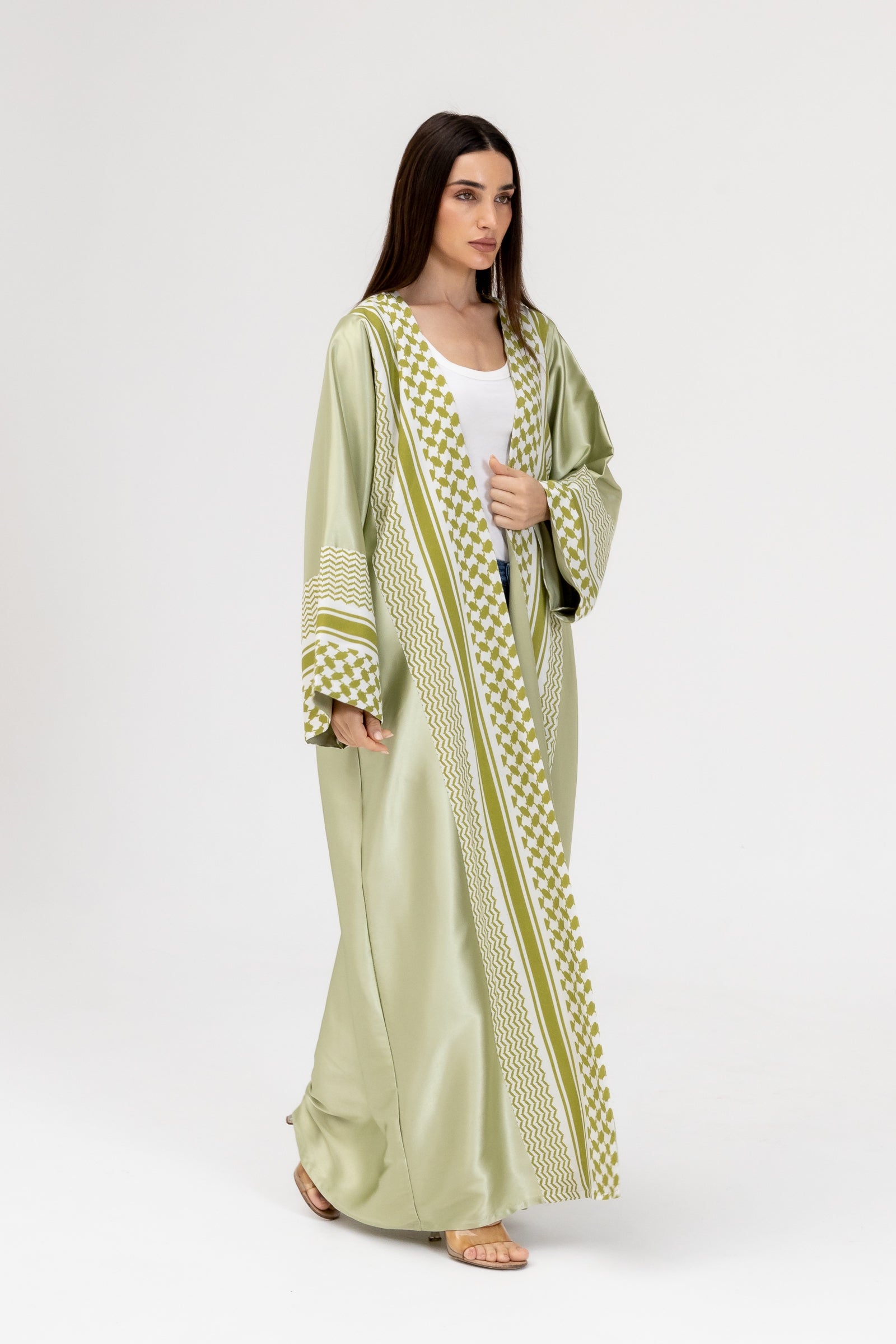 Lime Keffiyeh Abaya