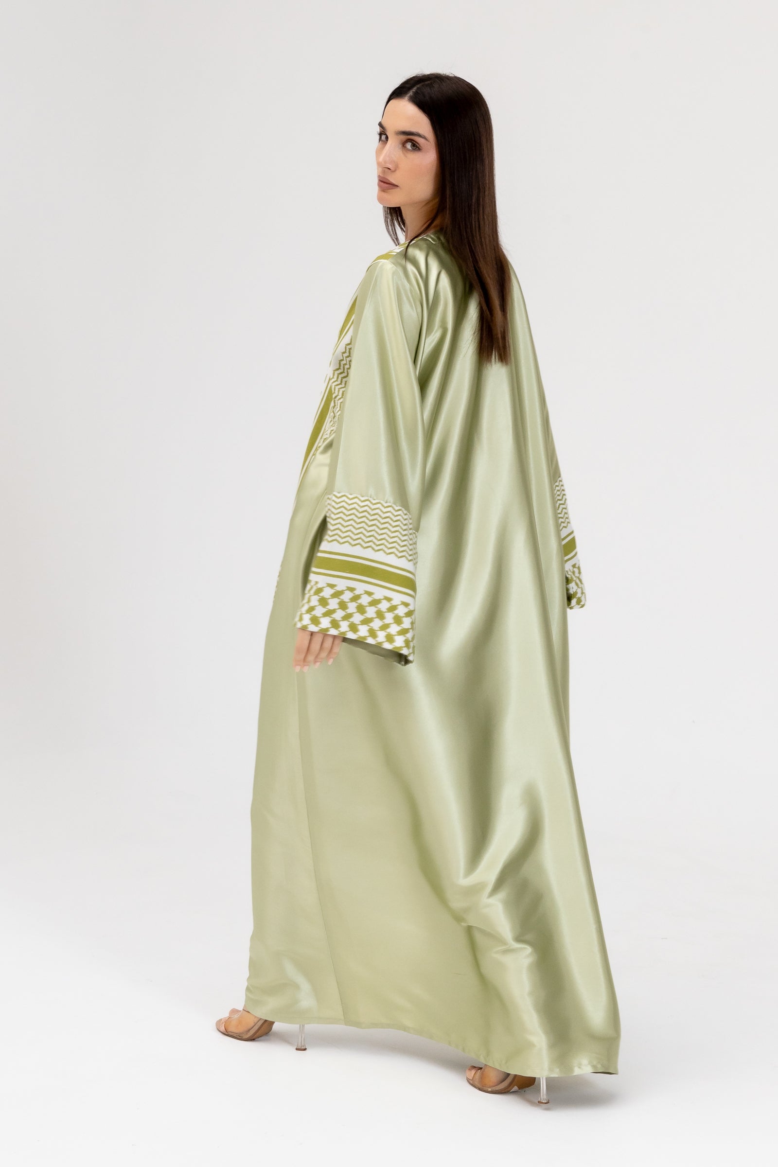 Lime Keffiyeh Abaya