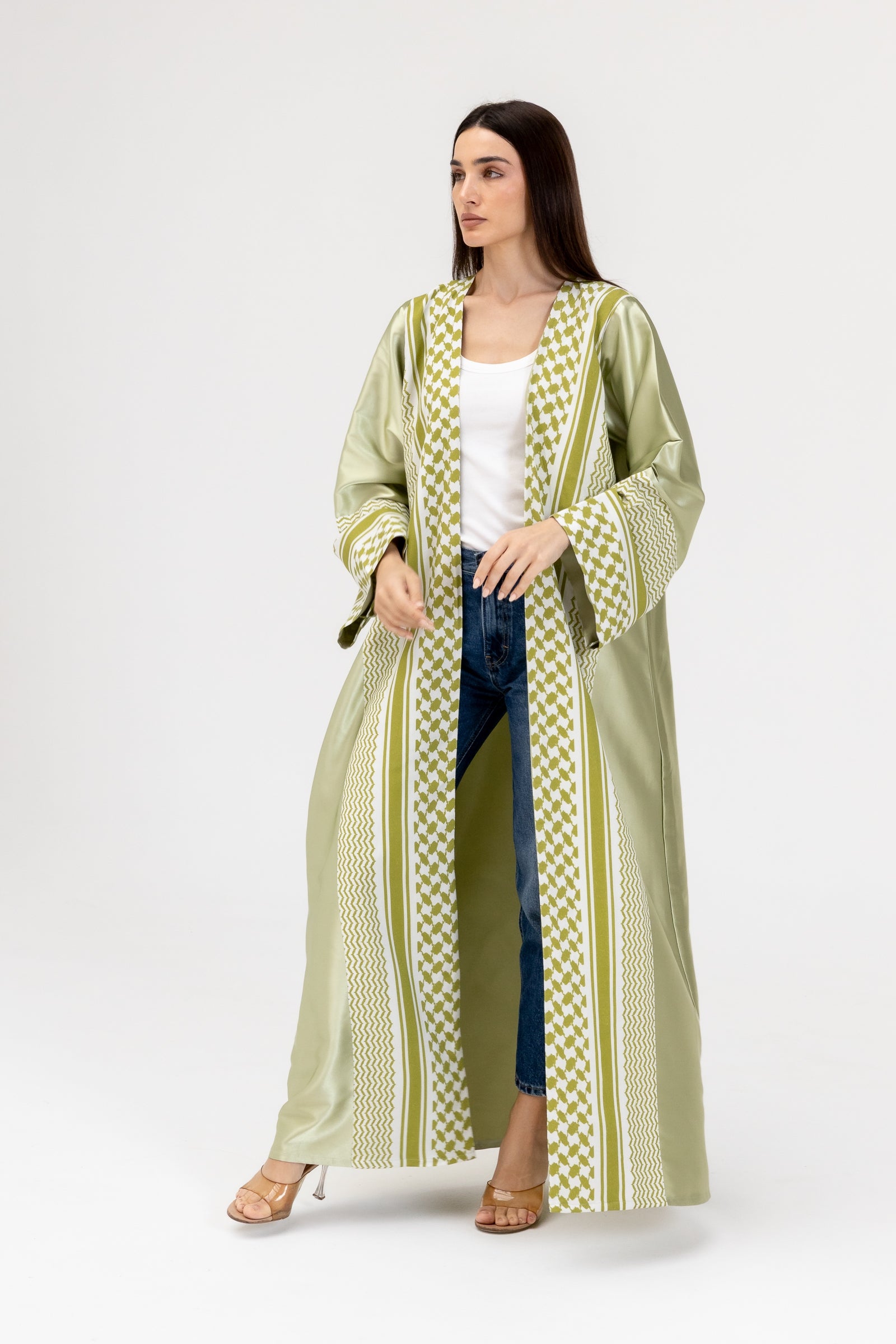 Lime Keffiyeh Abaya