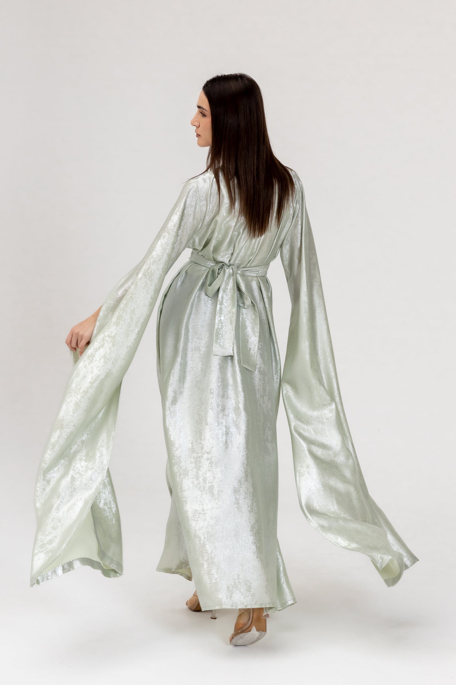Mint Embroidered Wrap Abaya