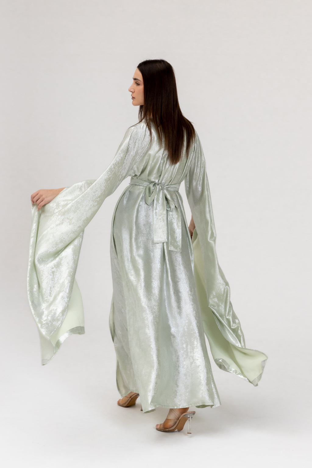 Mint Embroidered Wrap Abaya