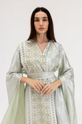 Mint Embroidered Wrap Abaya