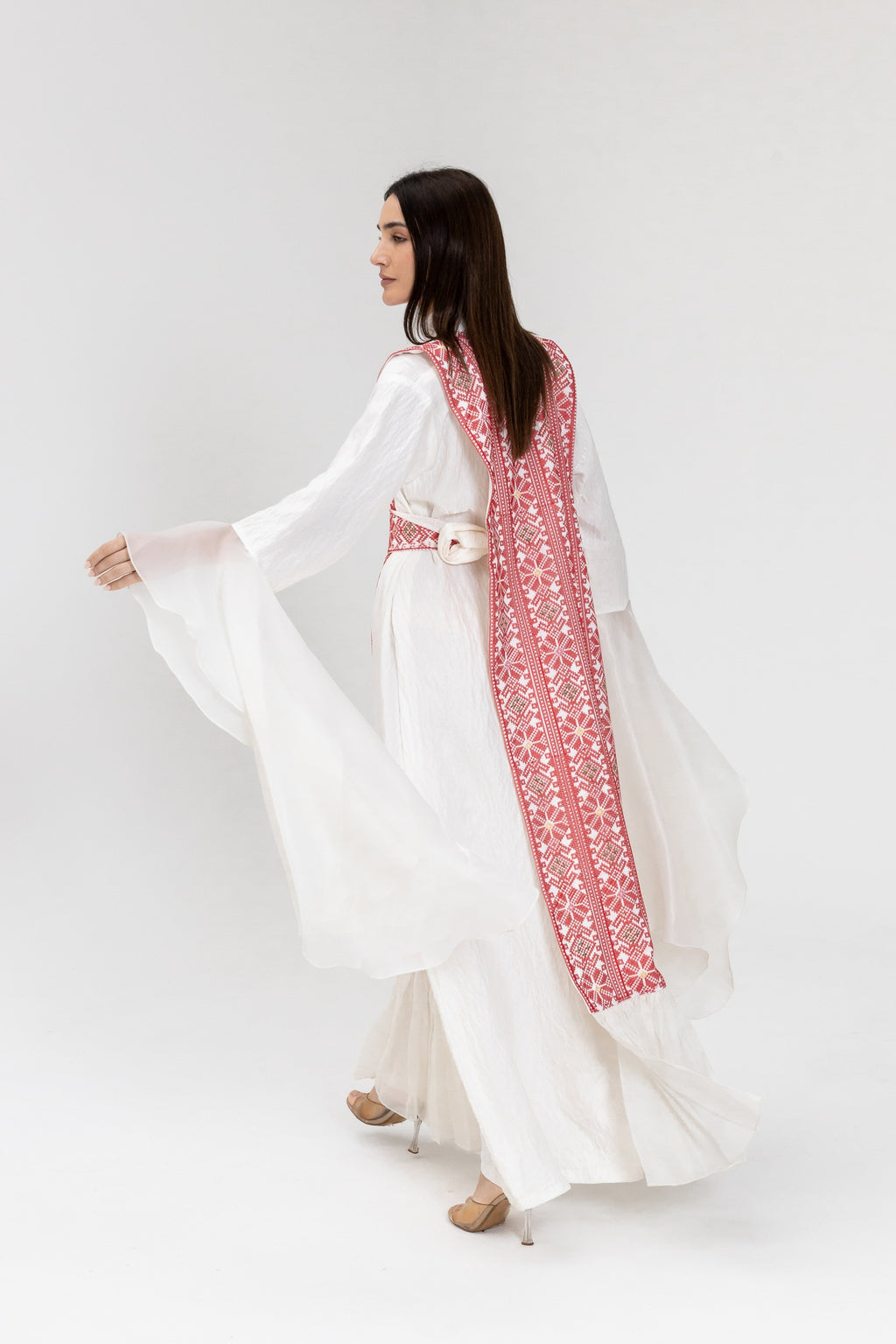 White Dress with Embroidered Overlay