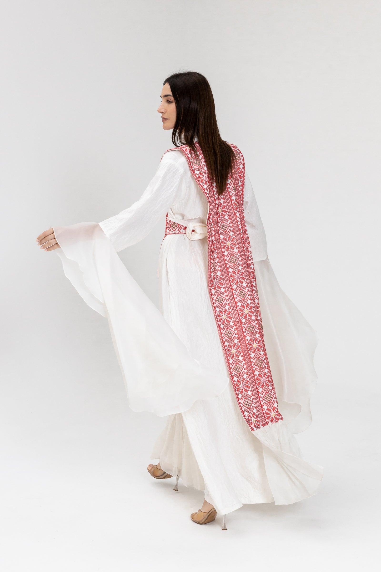 White Dress with Embroidered Overlay