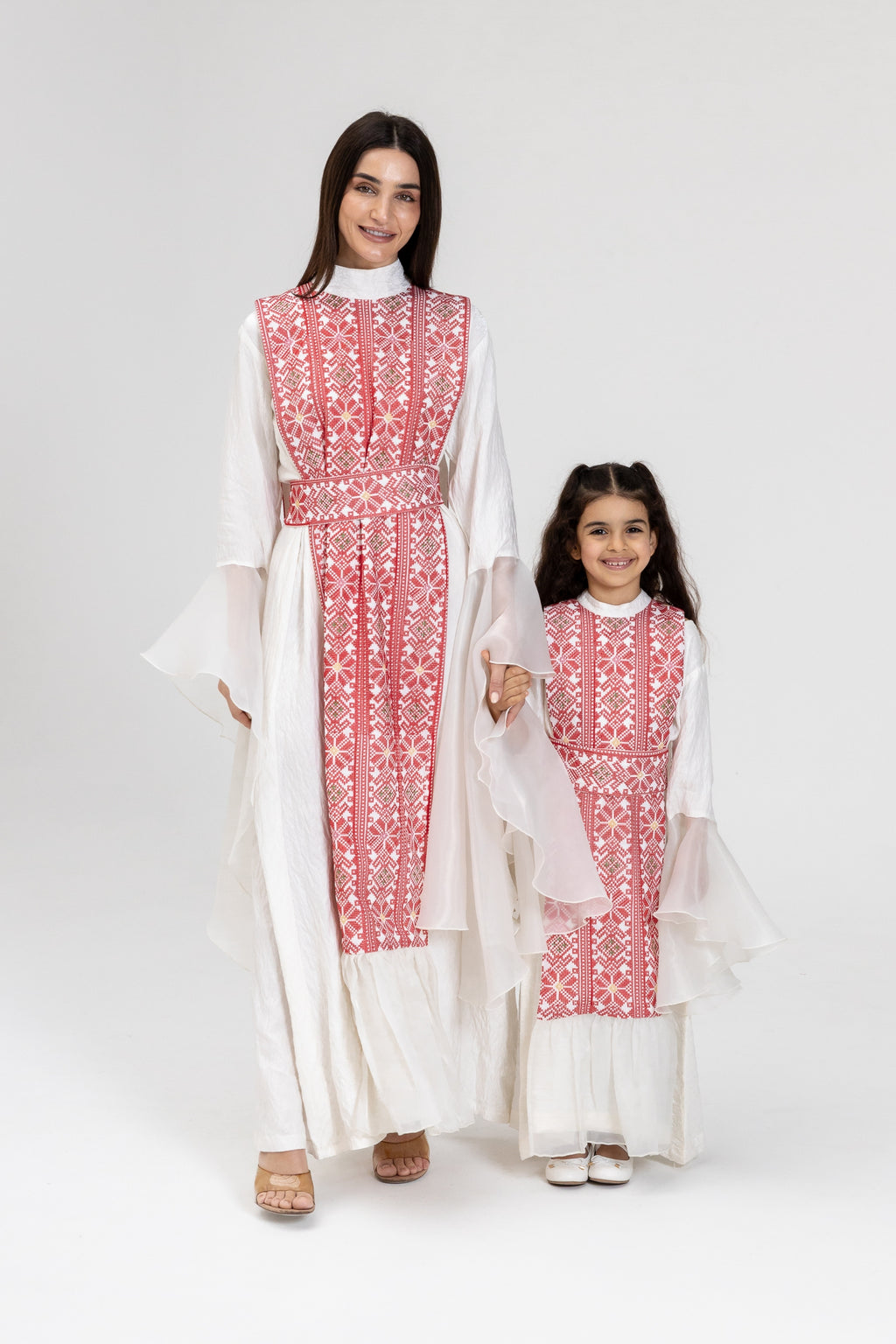 White Dress with Embroidered Overlay
