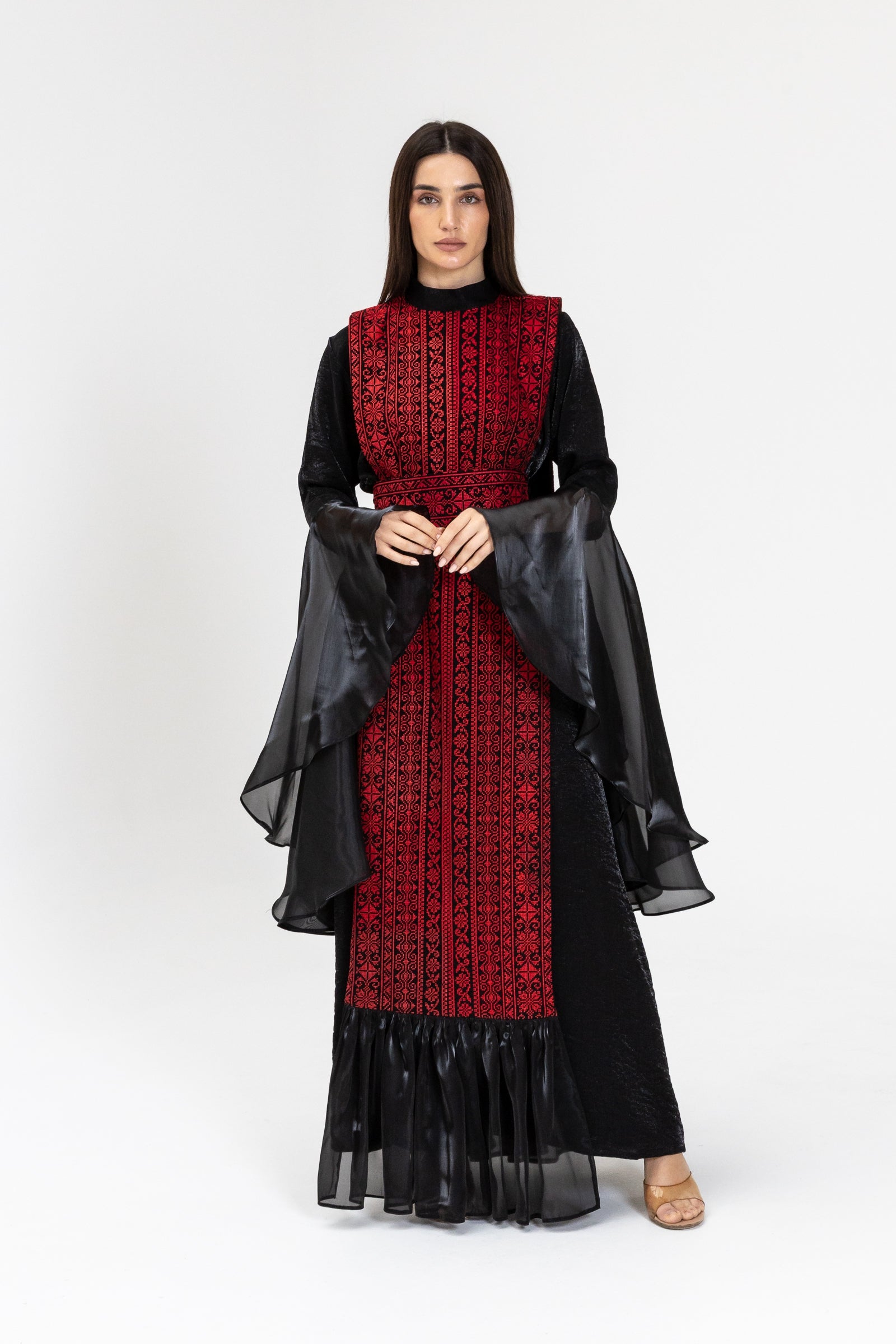 Black Dress with Embroidered Overlay