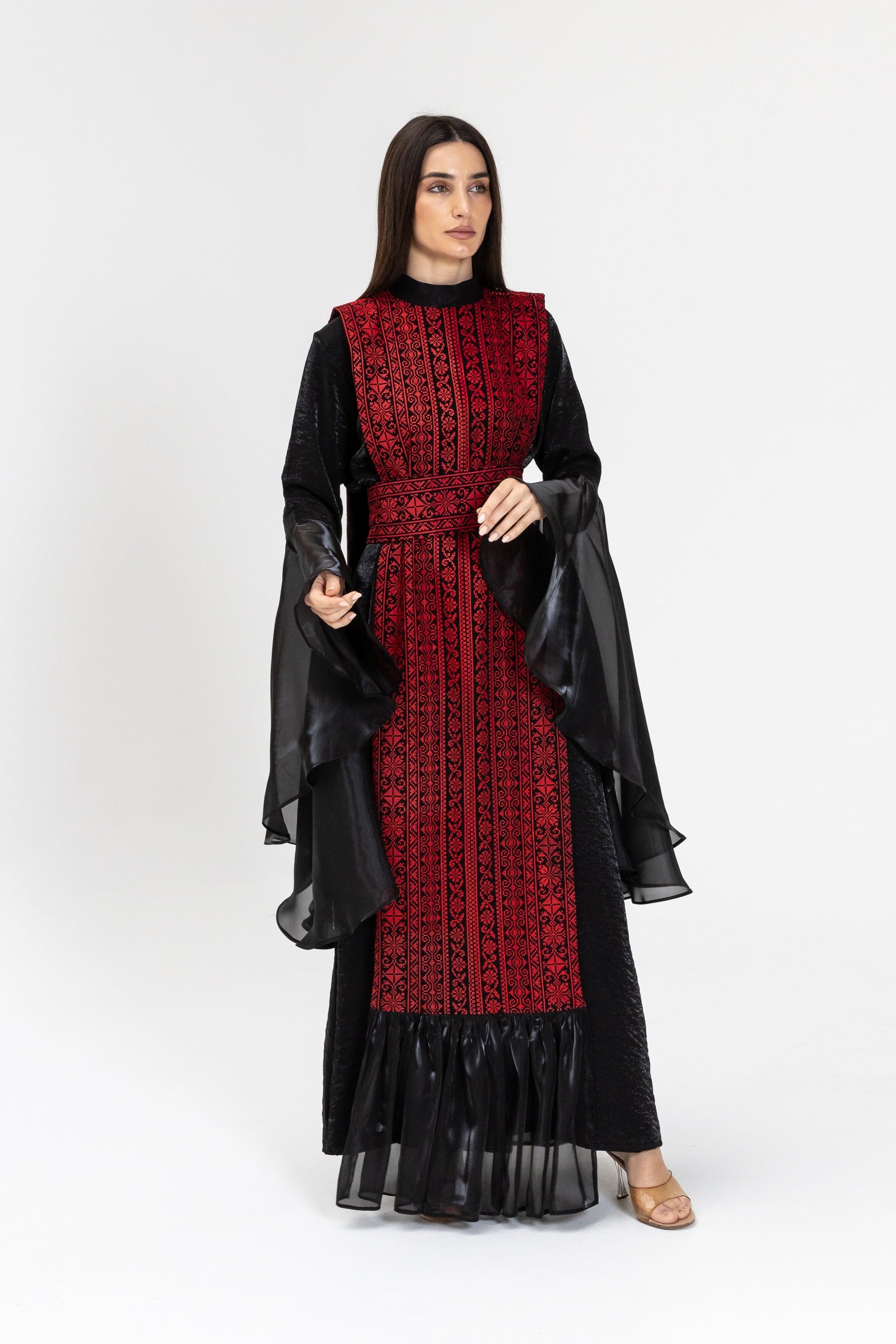 Black Dress with Embroidered Overlay