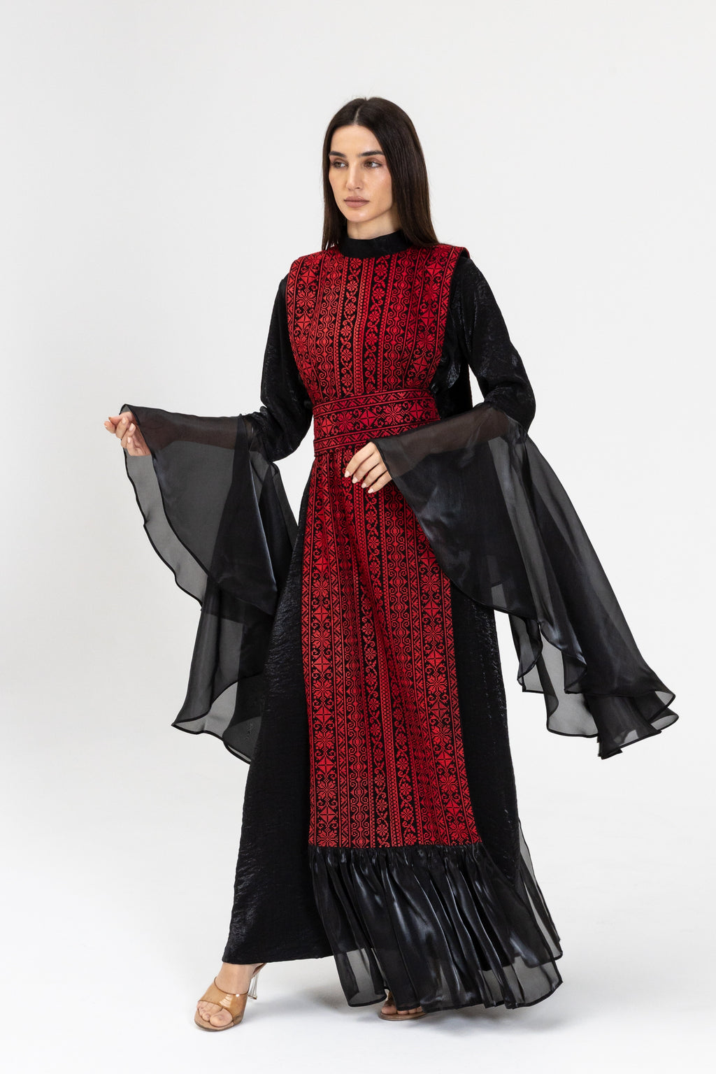 Black Dress with Embroidered Overlay