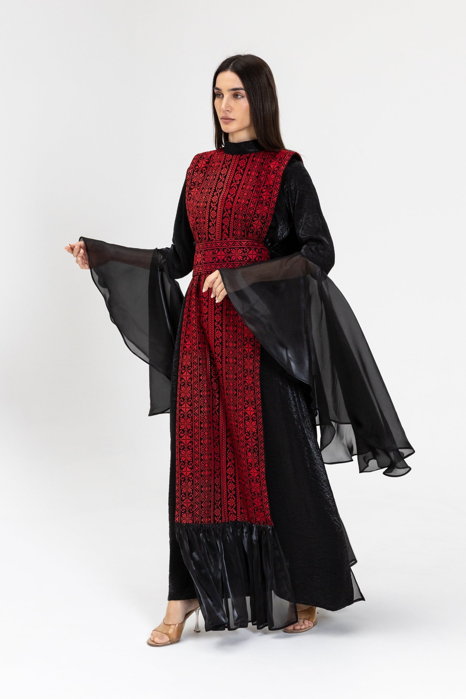 Black Dress with Embroidered Overlay