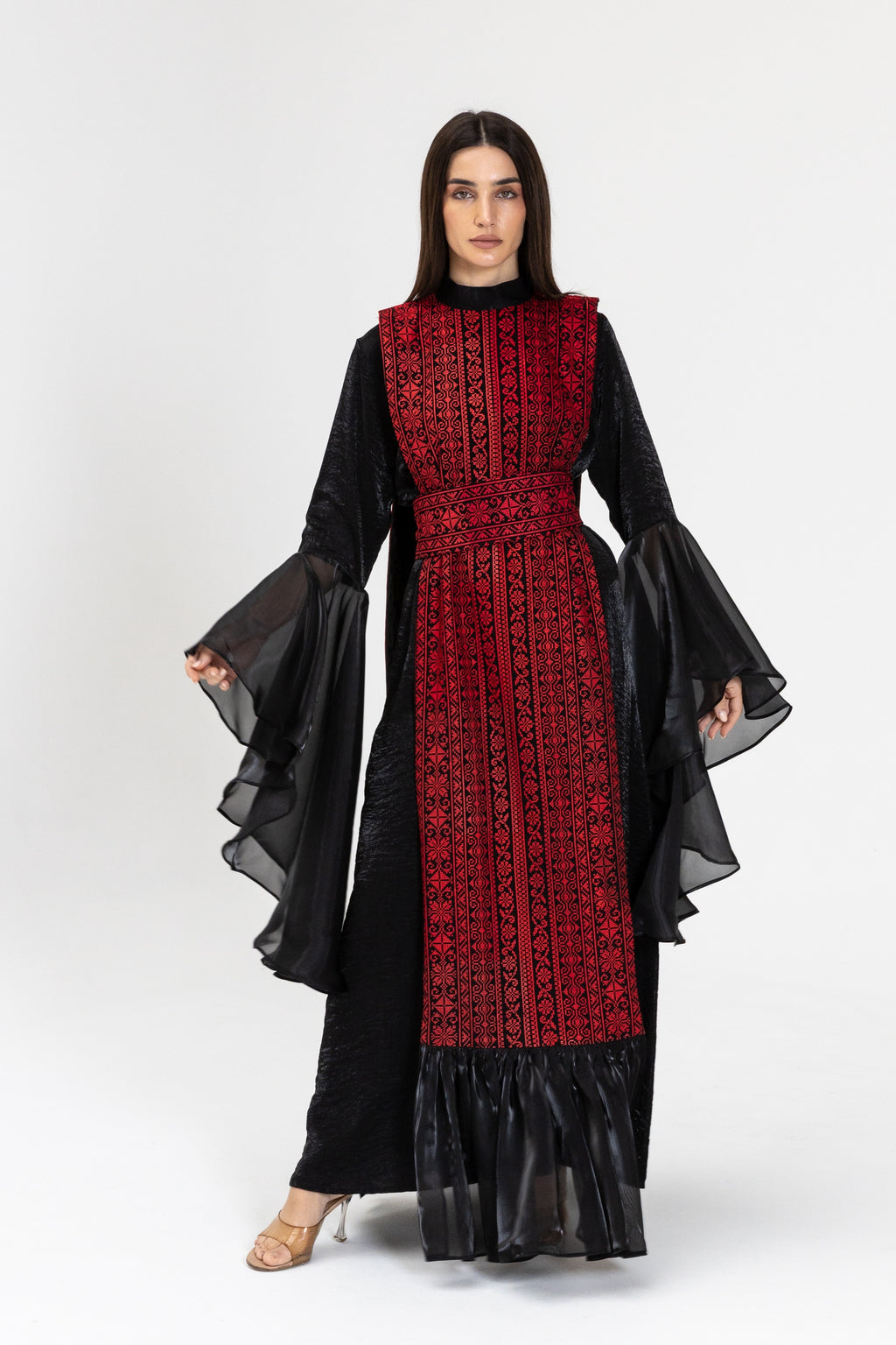 Black Dress with Embroidered Overlay