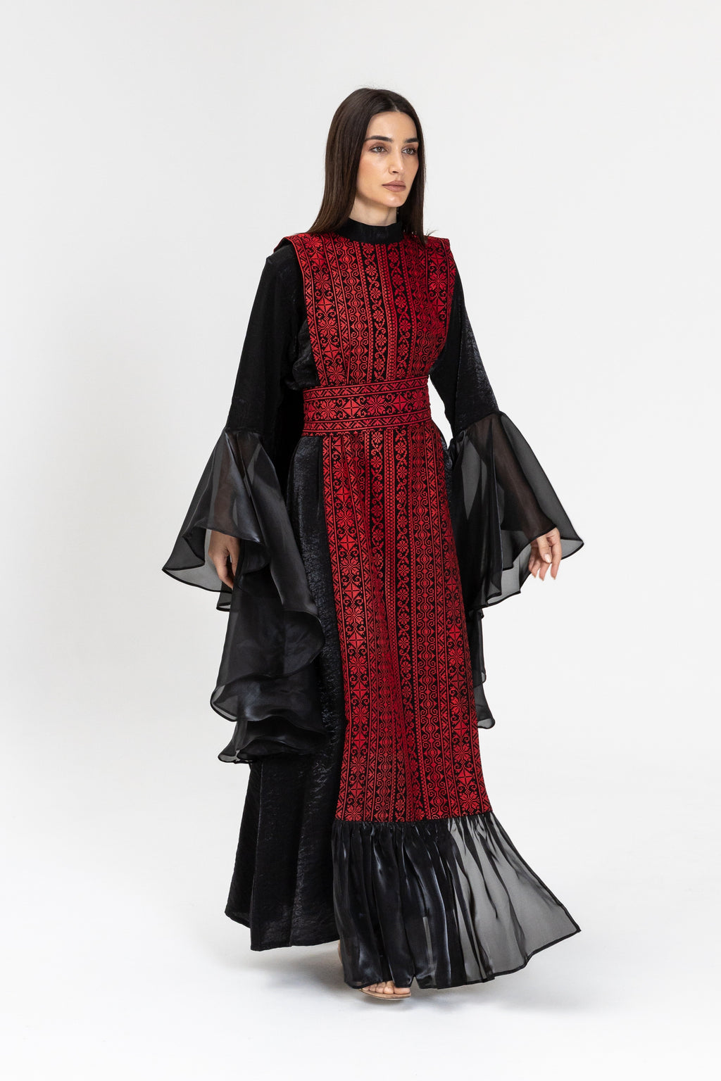 Black Dress with Embroidered Overlay