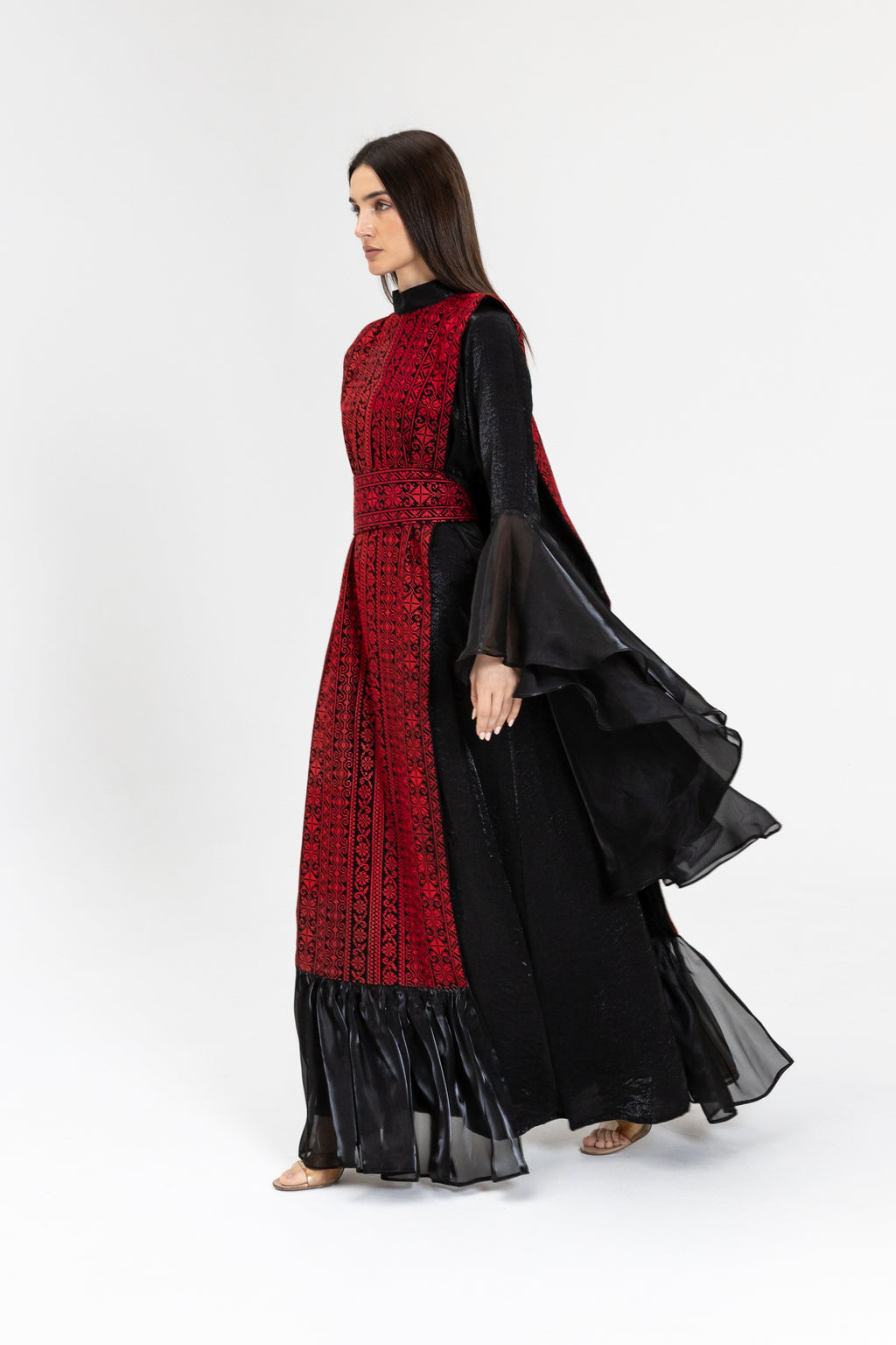 Black Dress with Embroidered Overlay