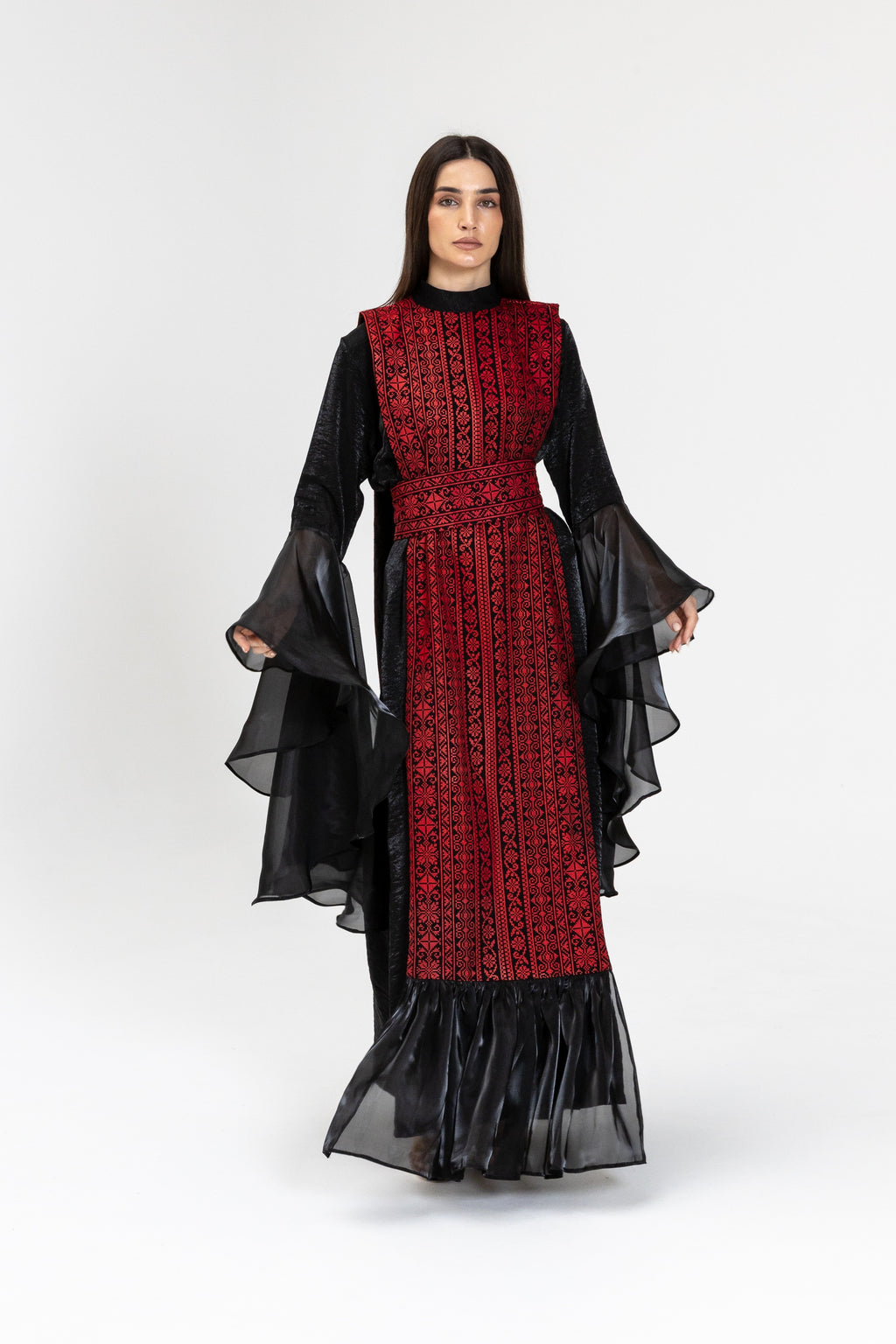 Black Dress with Embroidered Overlay