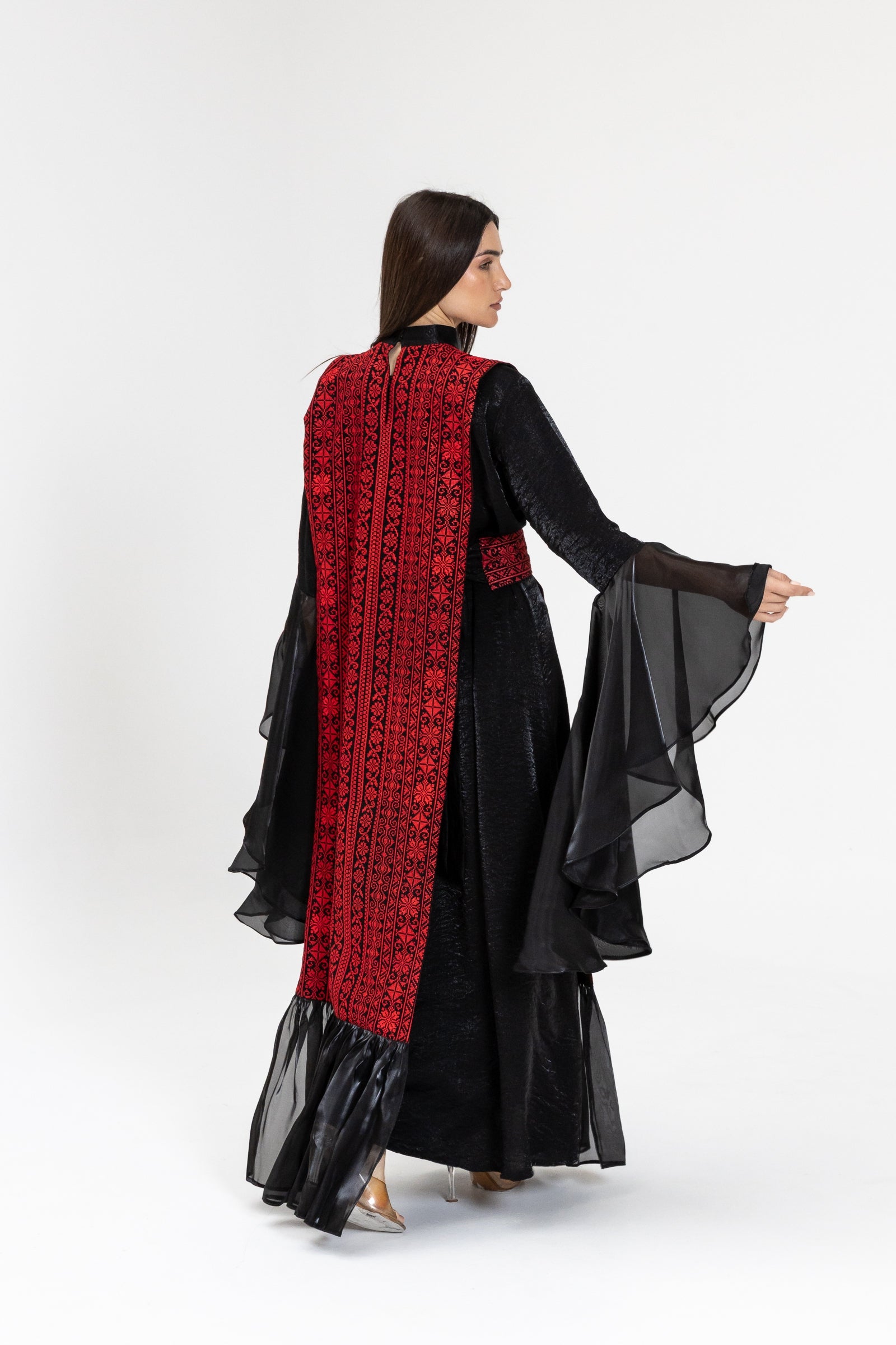 Black Dress with Embroidered Overlay