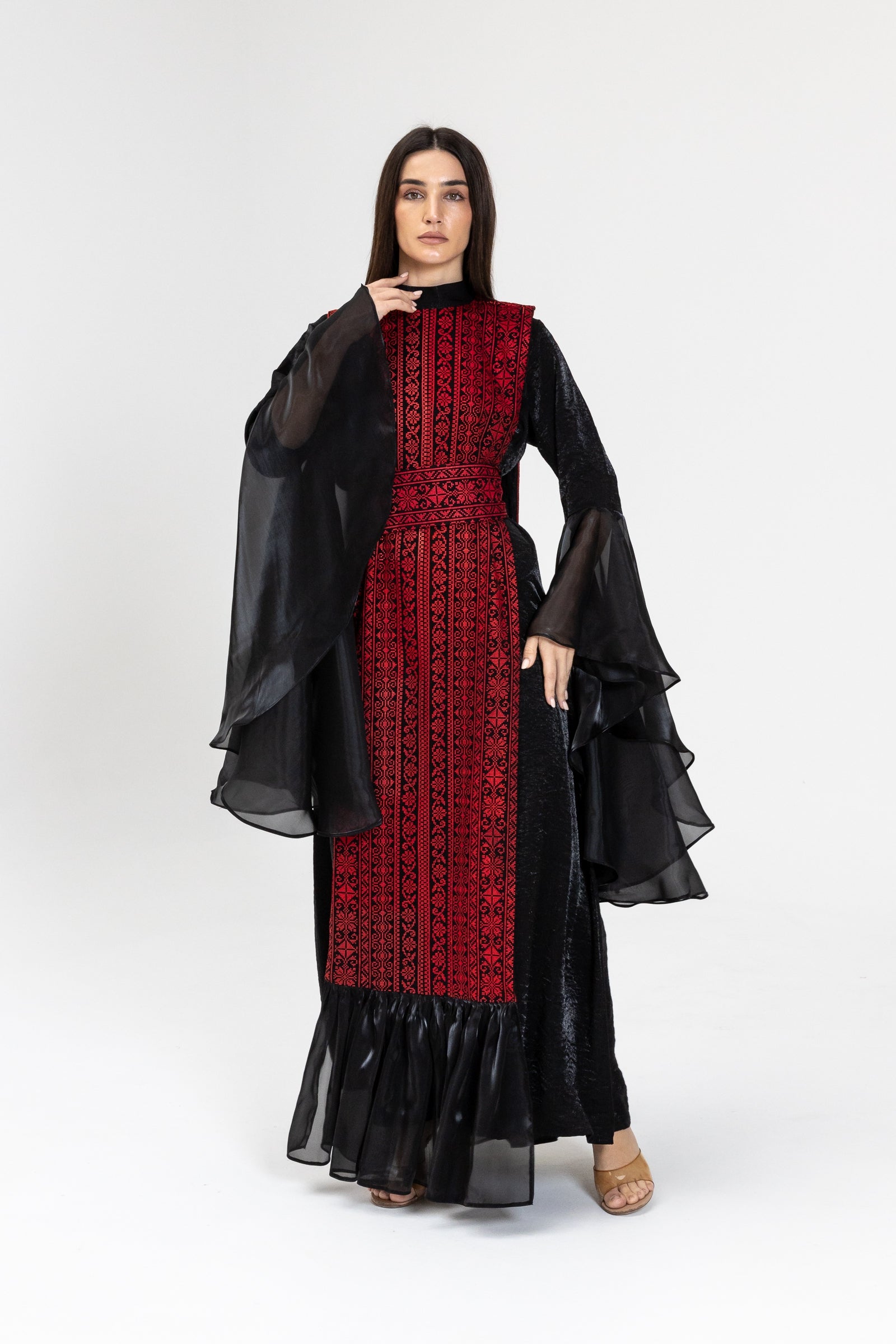 Black Dress with Embroidered Overlay