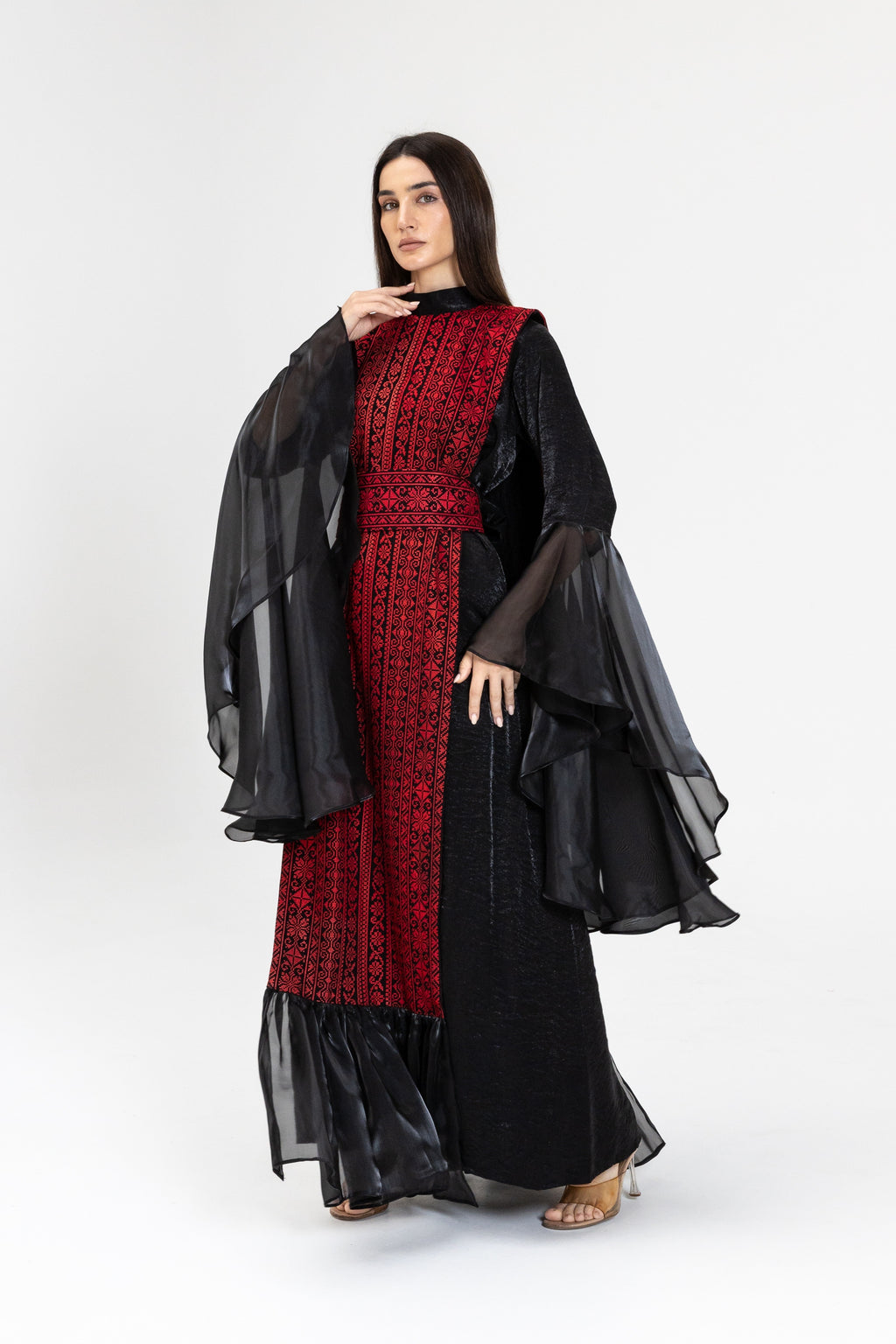 Black Dress with Embroidered Overlay