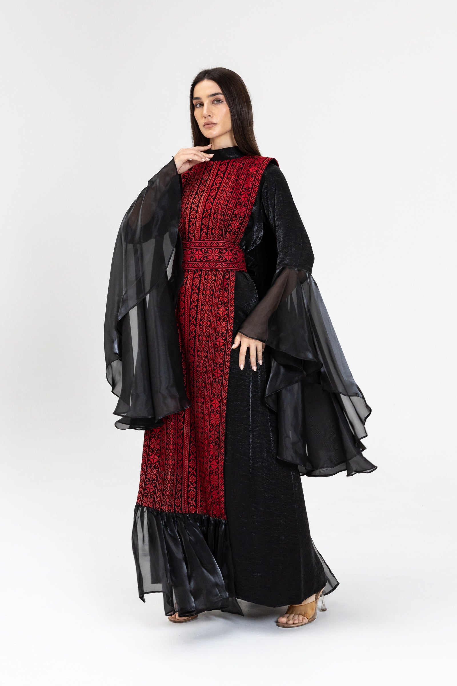 Black Dress with Embroidered Overlay