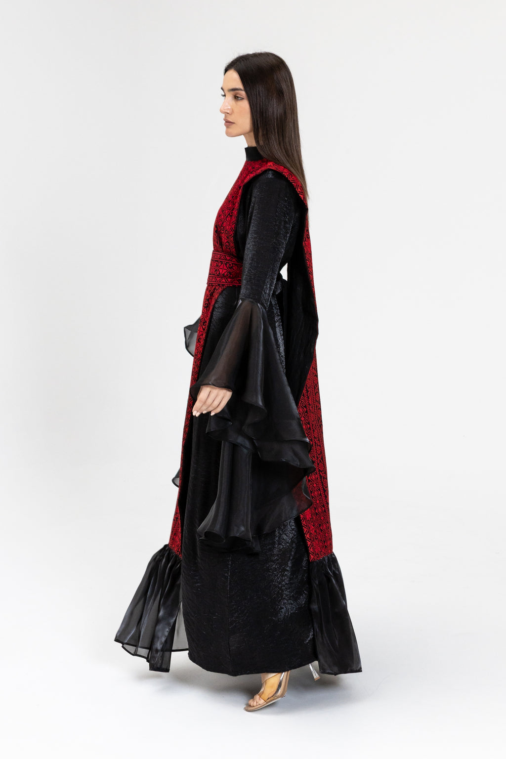 Black Dress with Embroidered Overlay