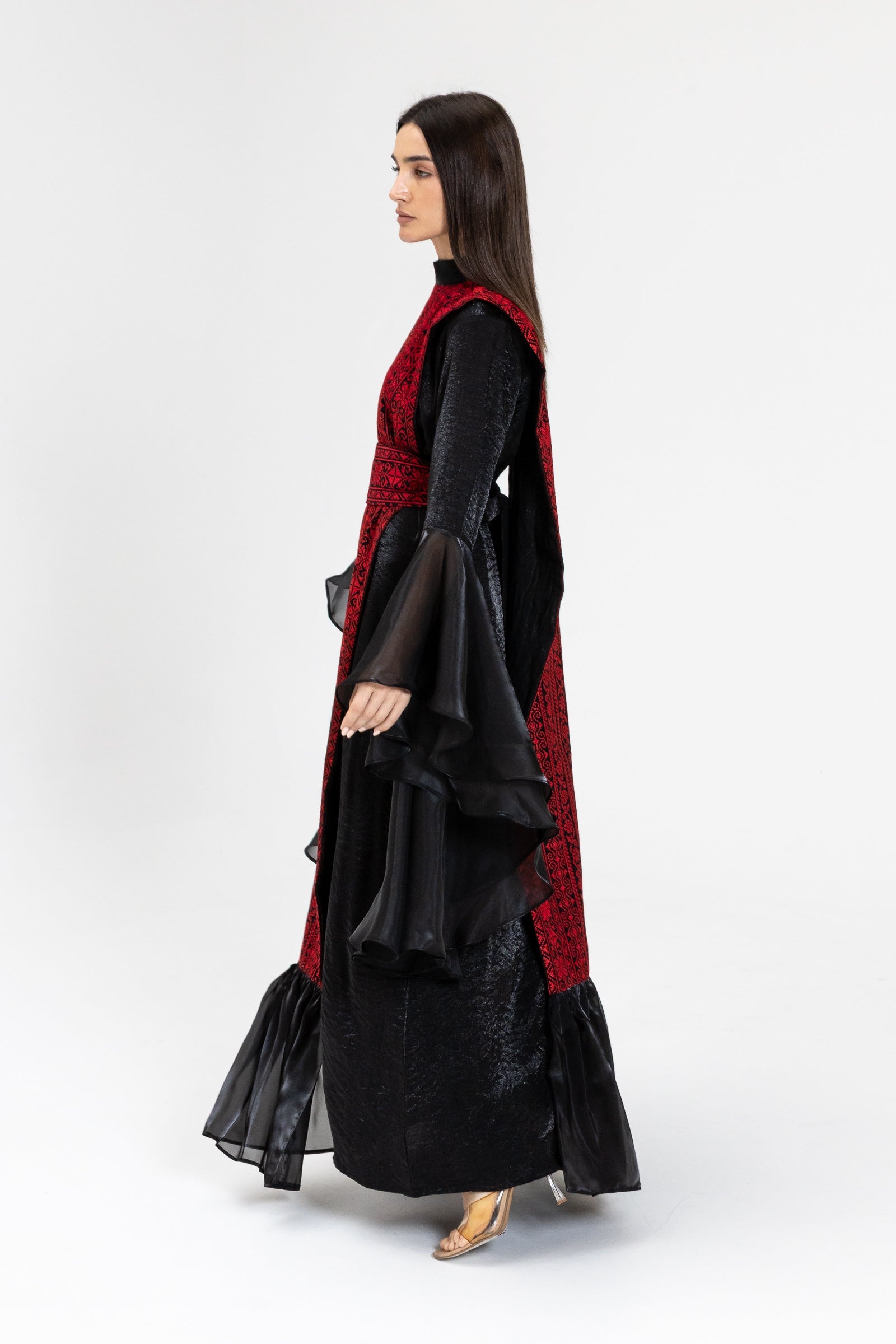 Black Dress with Embroidered Overlay