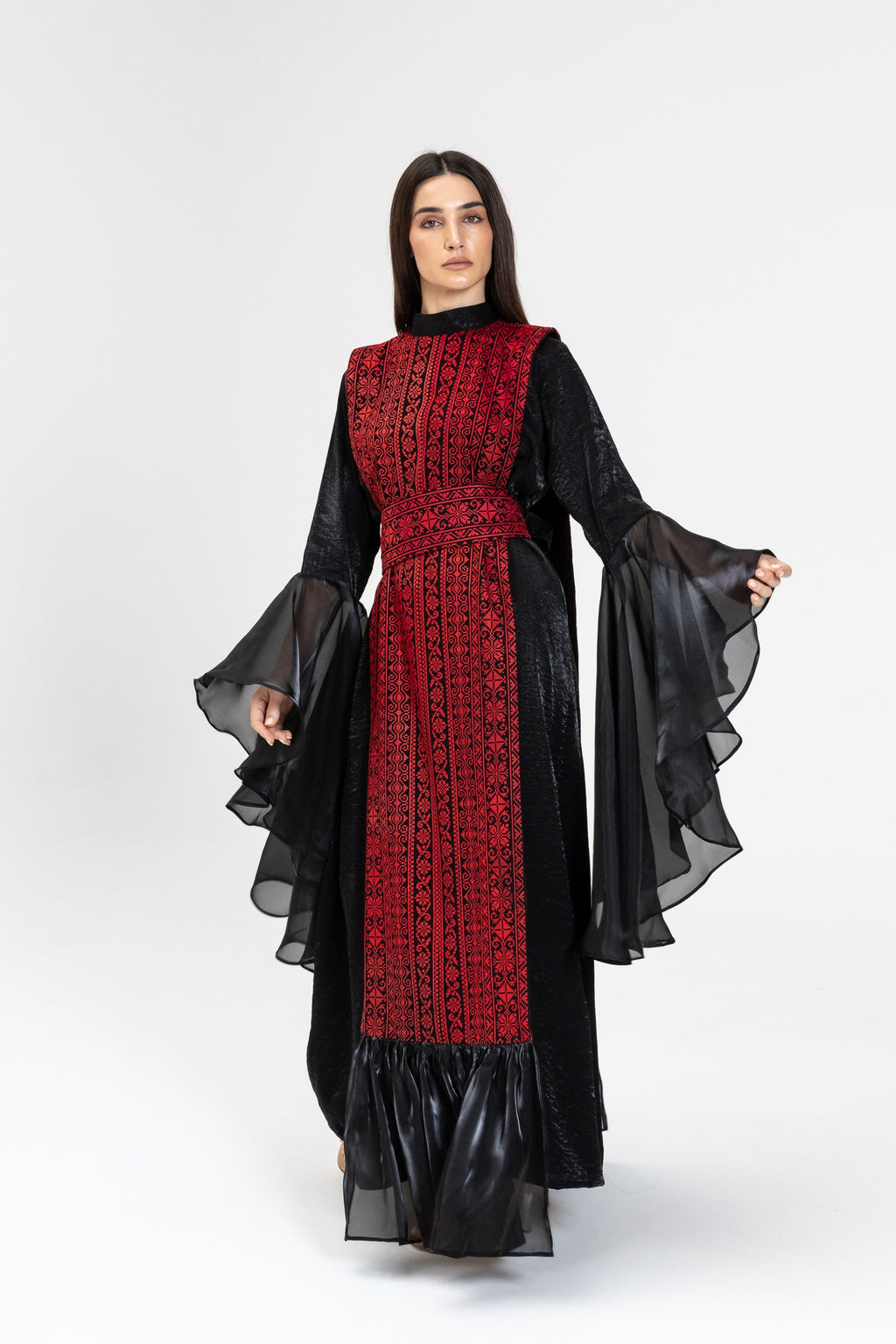 Black Dress with Embroidered Overlay