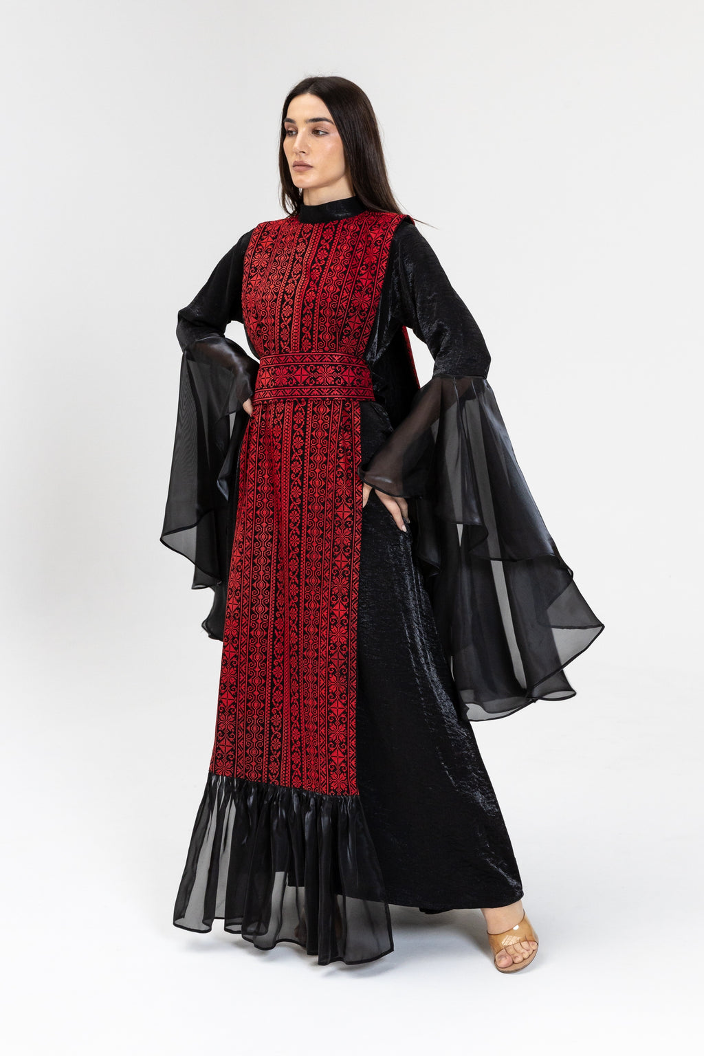 Black Dress with Embroidered Overlay