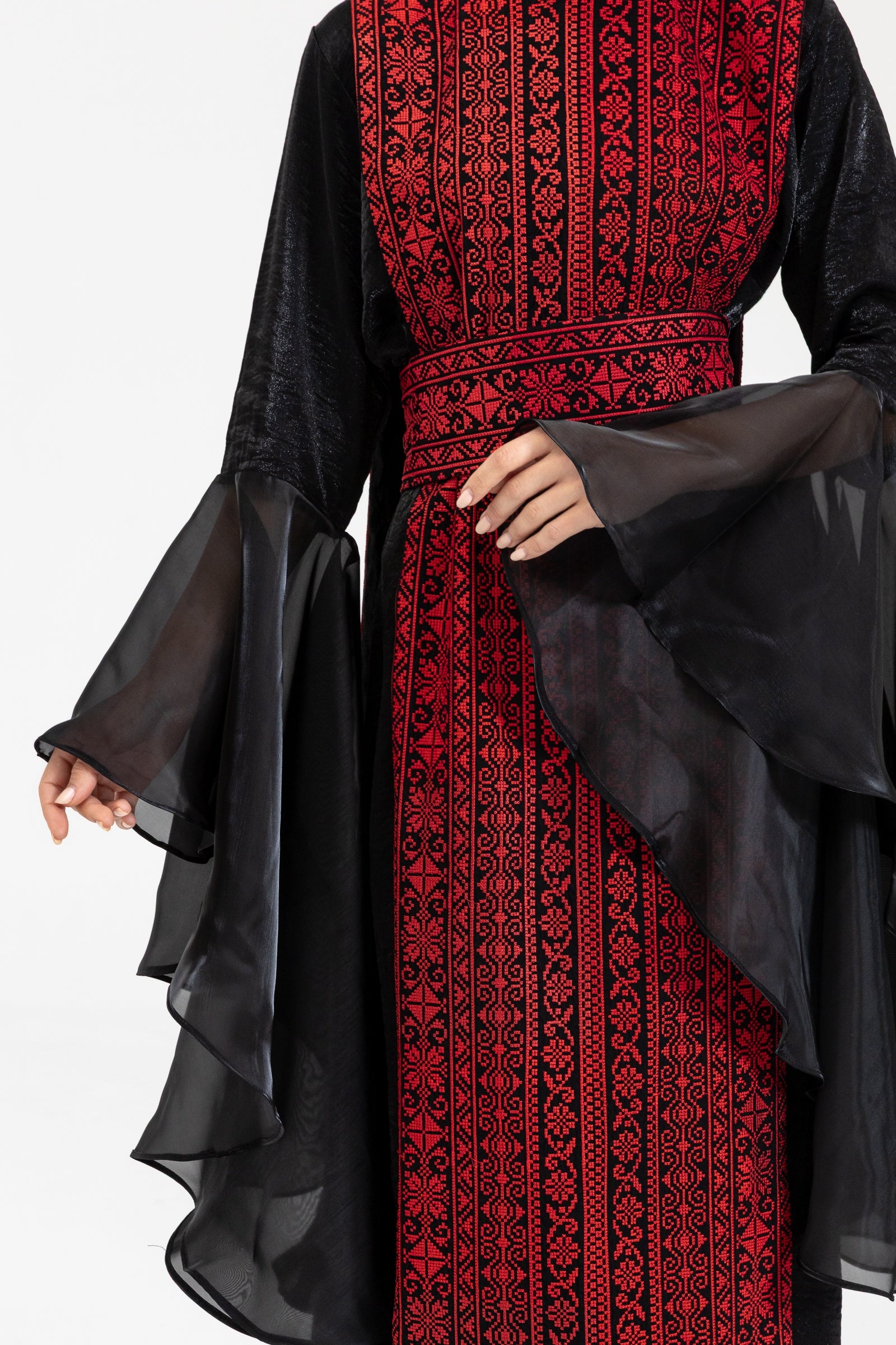 Black Dress with Embroidered Overlay