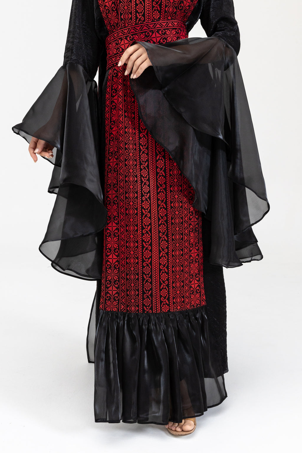 Black Dress with Embroidered Overlay