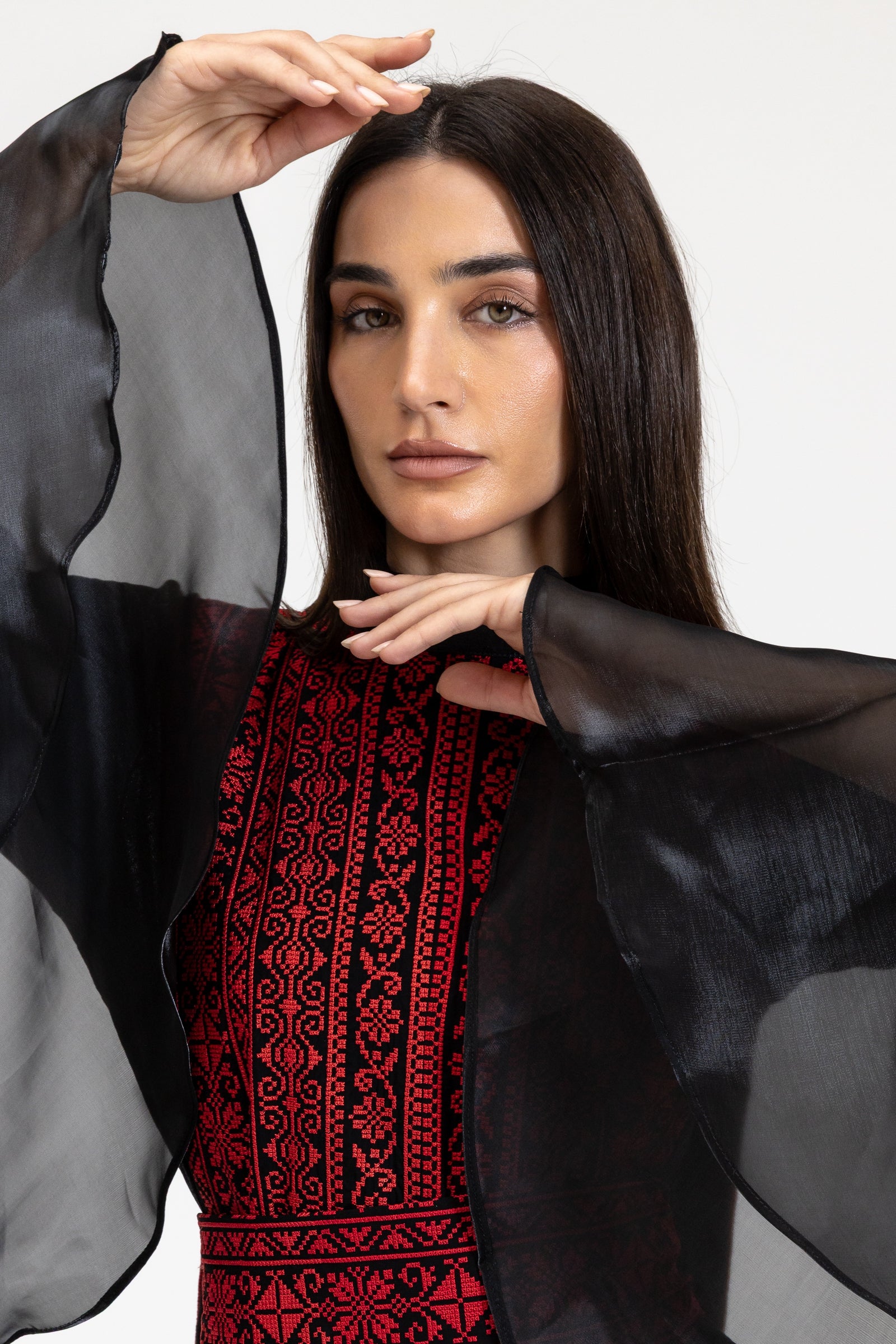 Black Dress with Embroidered Overlay