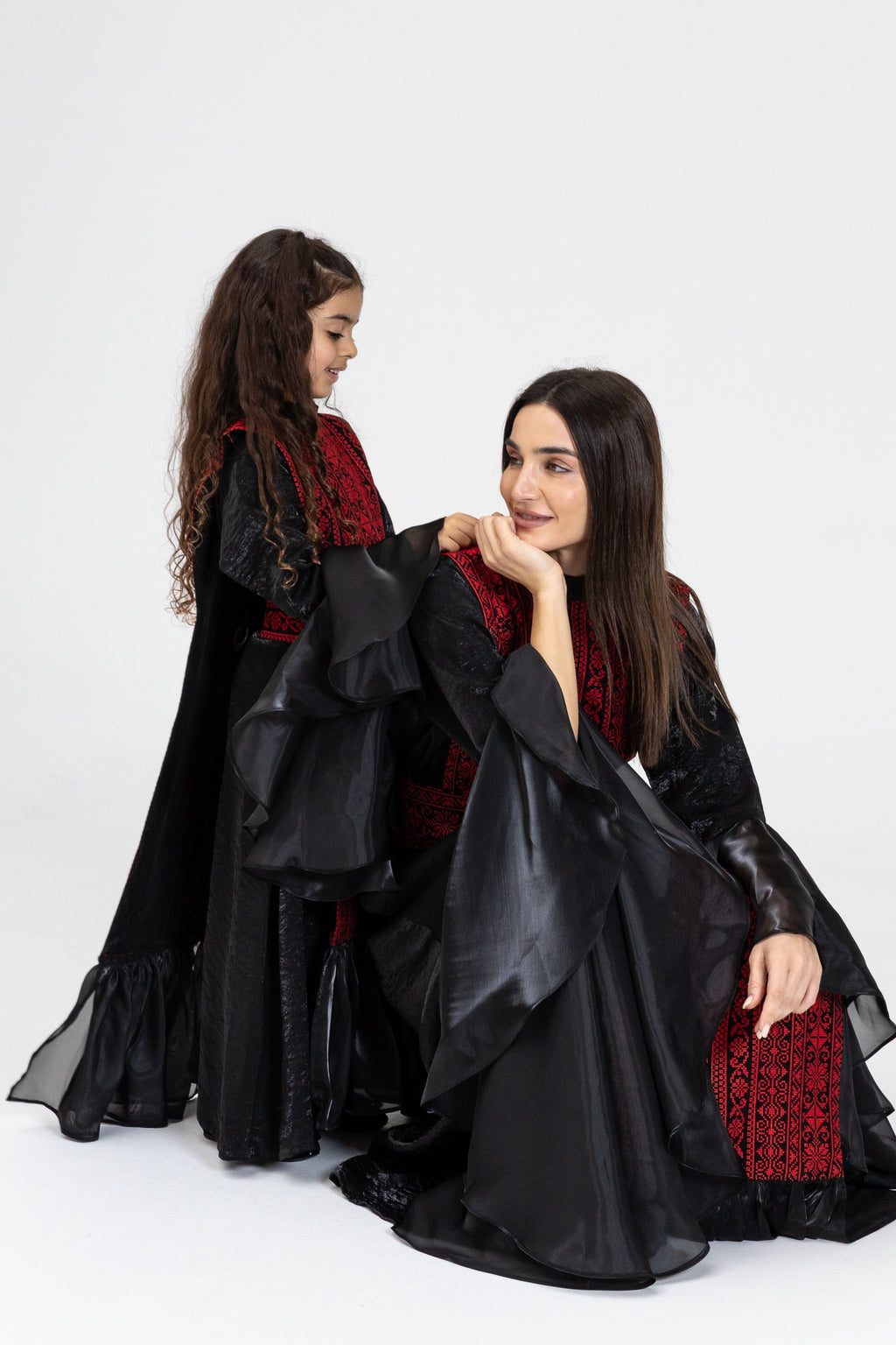 Kids Black Dress with Embroidered Overlay