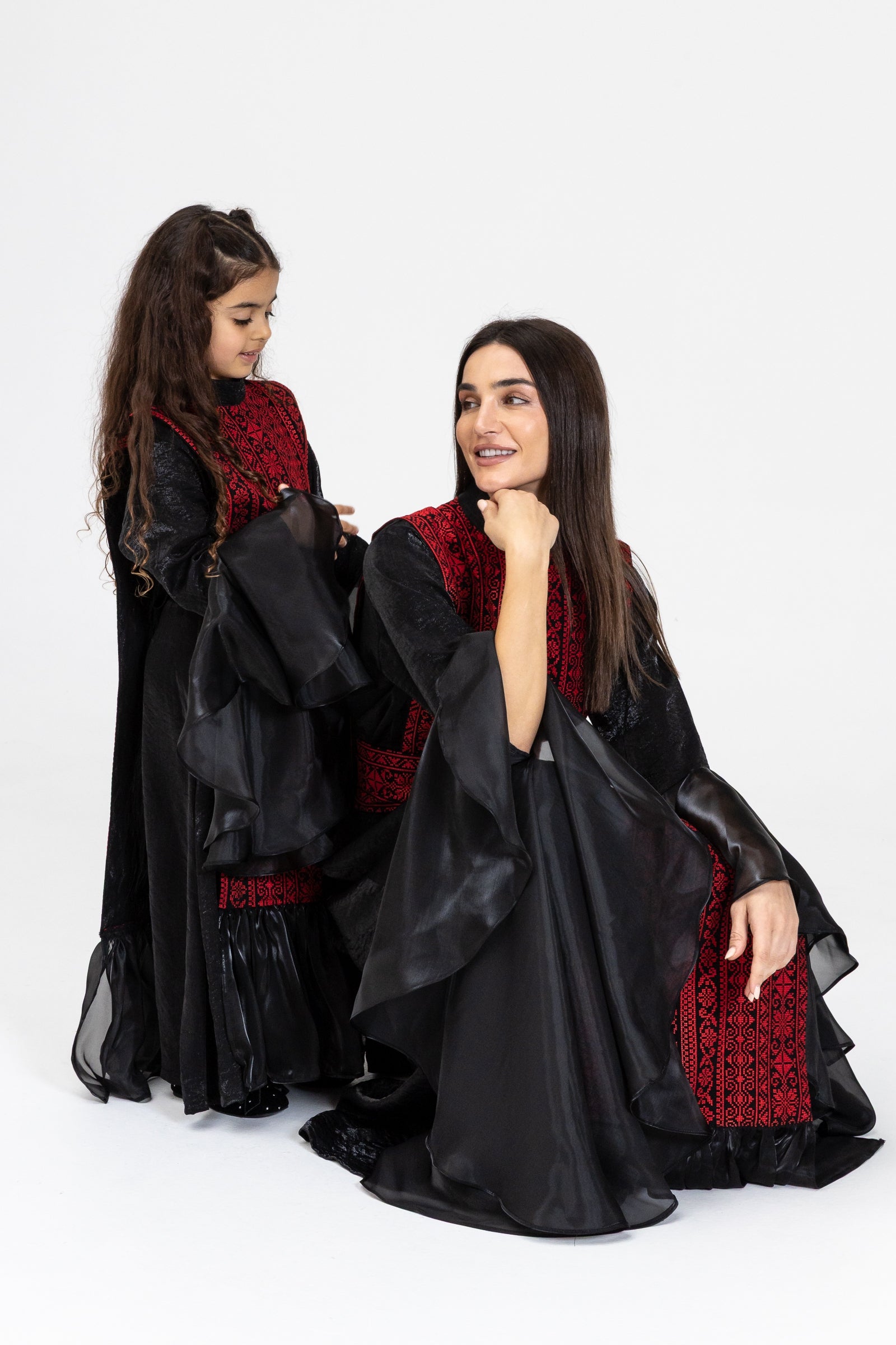 Black Dress with Embroidered Overlay