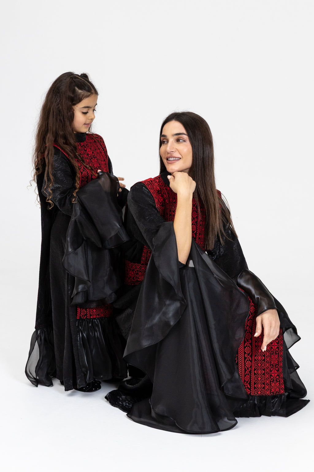 Kids Black Dress with Embroidered Overlay