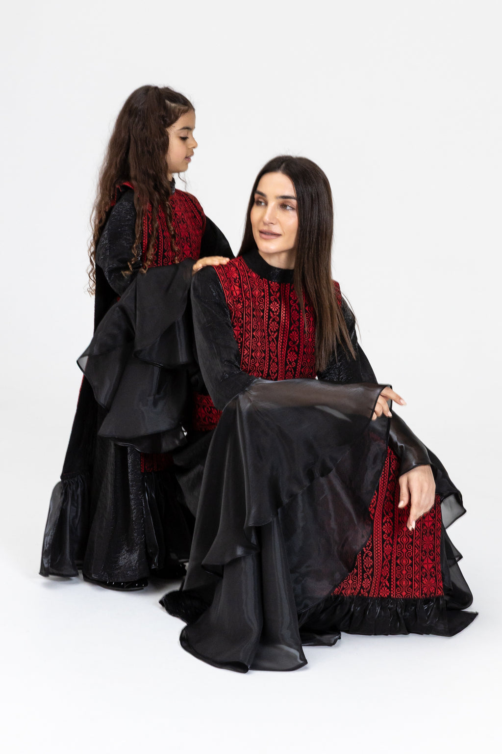 Kids Black Dress with Embroidered Overlay