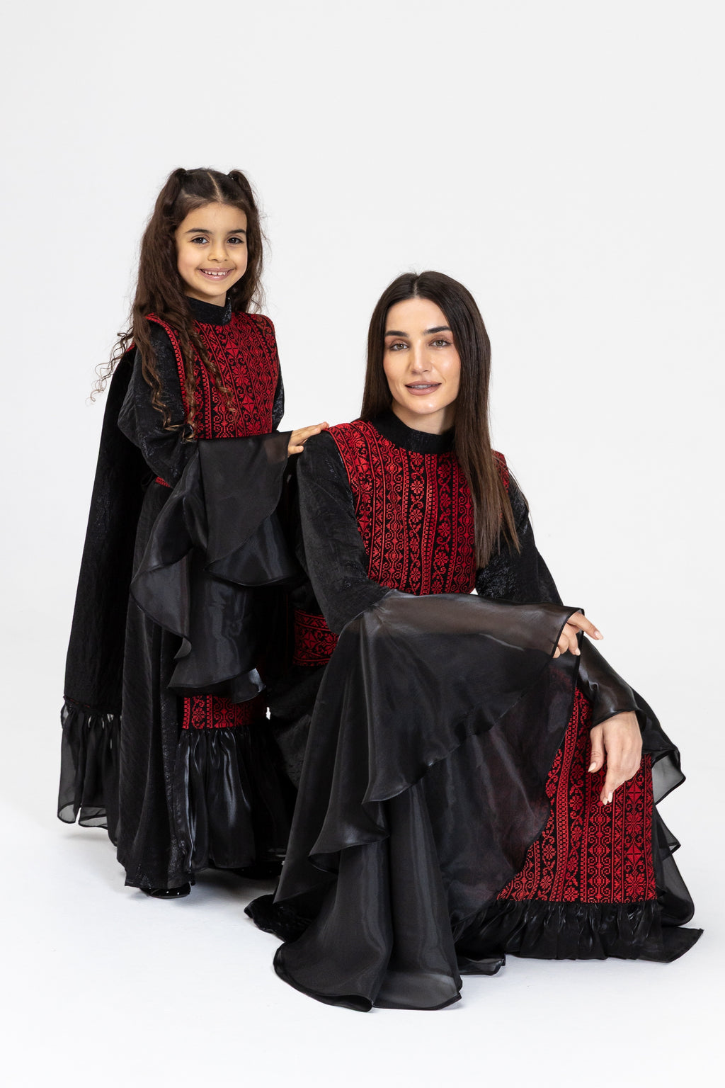 Kids Black Dress with Embroidered Overlay