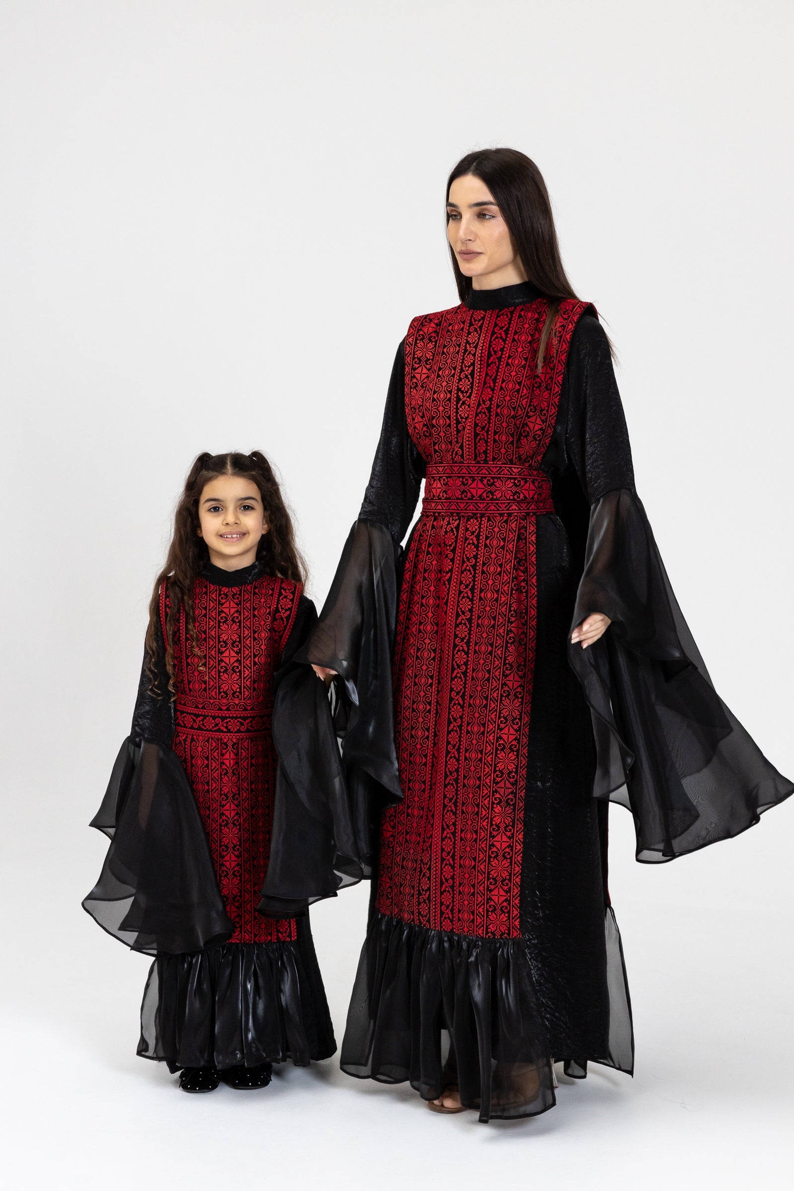 Kids Black Dress with Embroidered Overlay