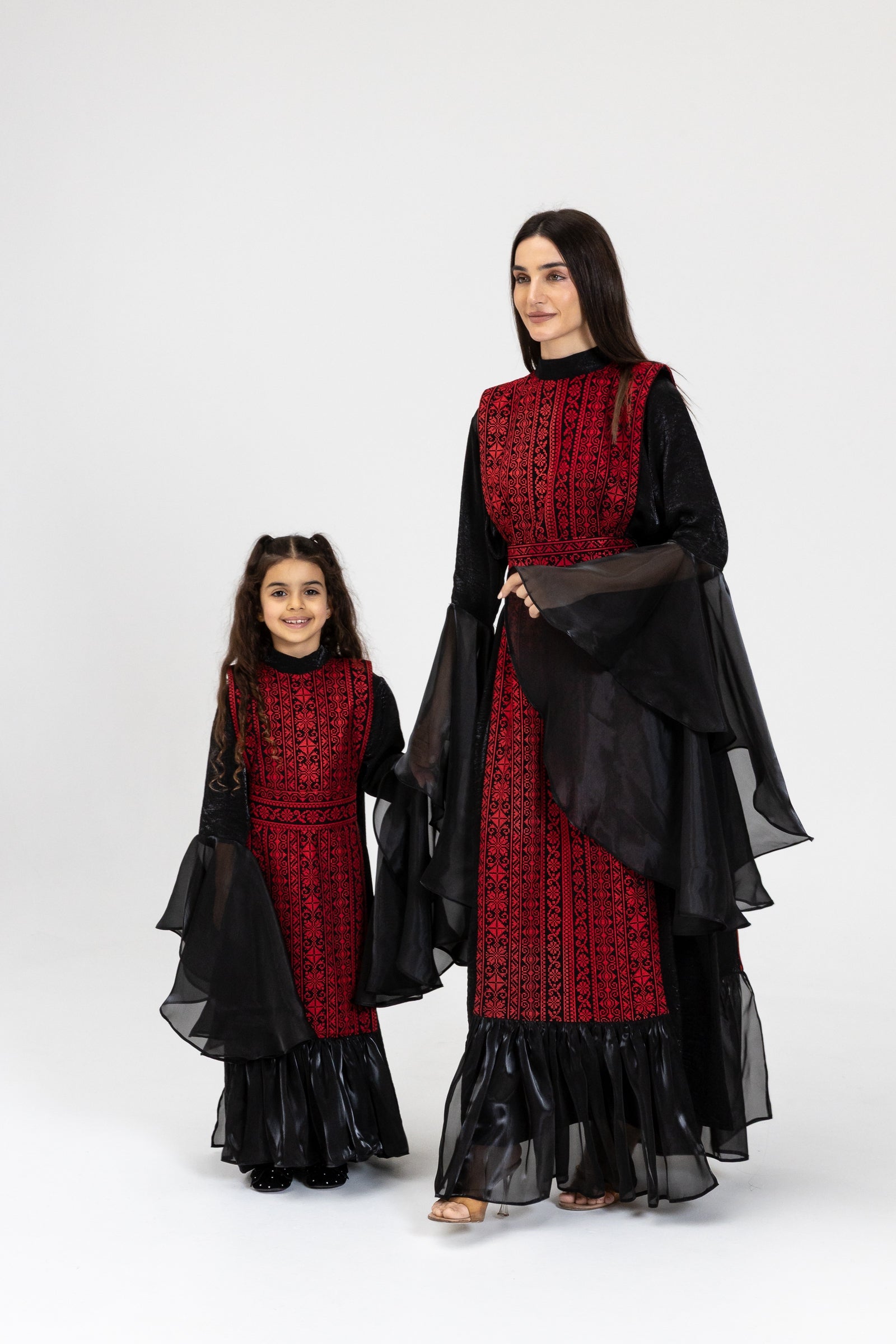 Kids Black Dress with Embroidered Overlay