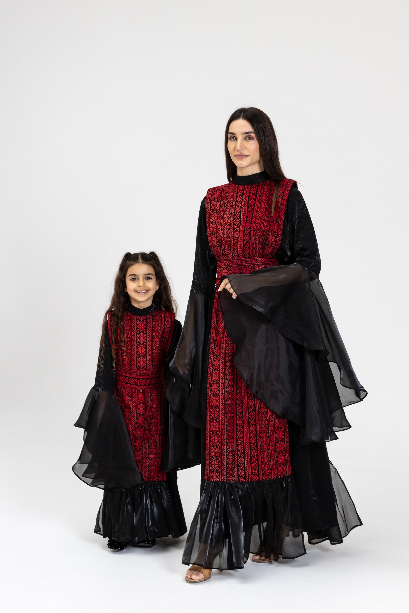 Kids Black Dress with Embroidered Overlay