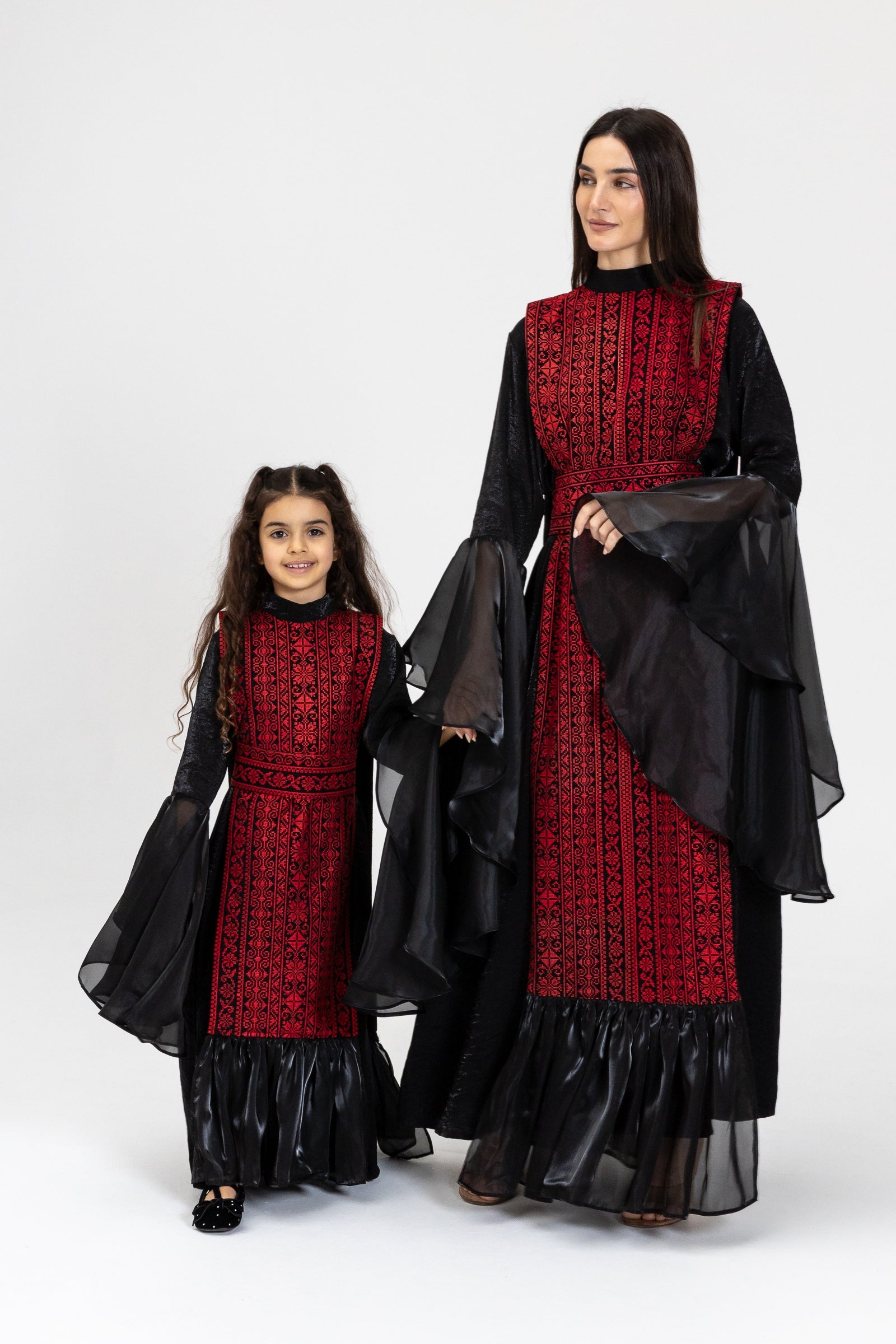 Kids Black Dress with Embroidered Overlay