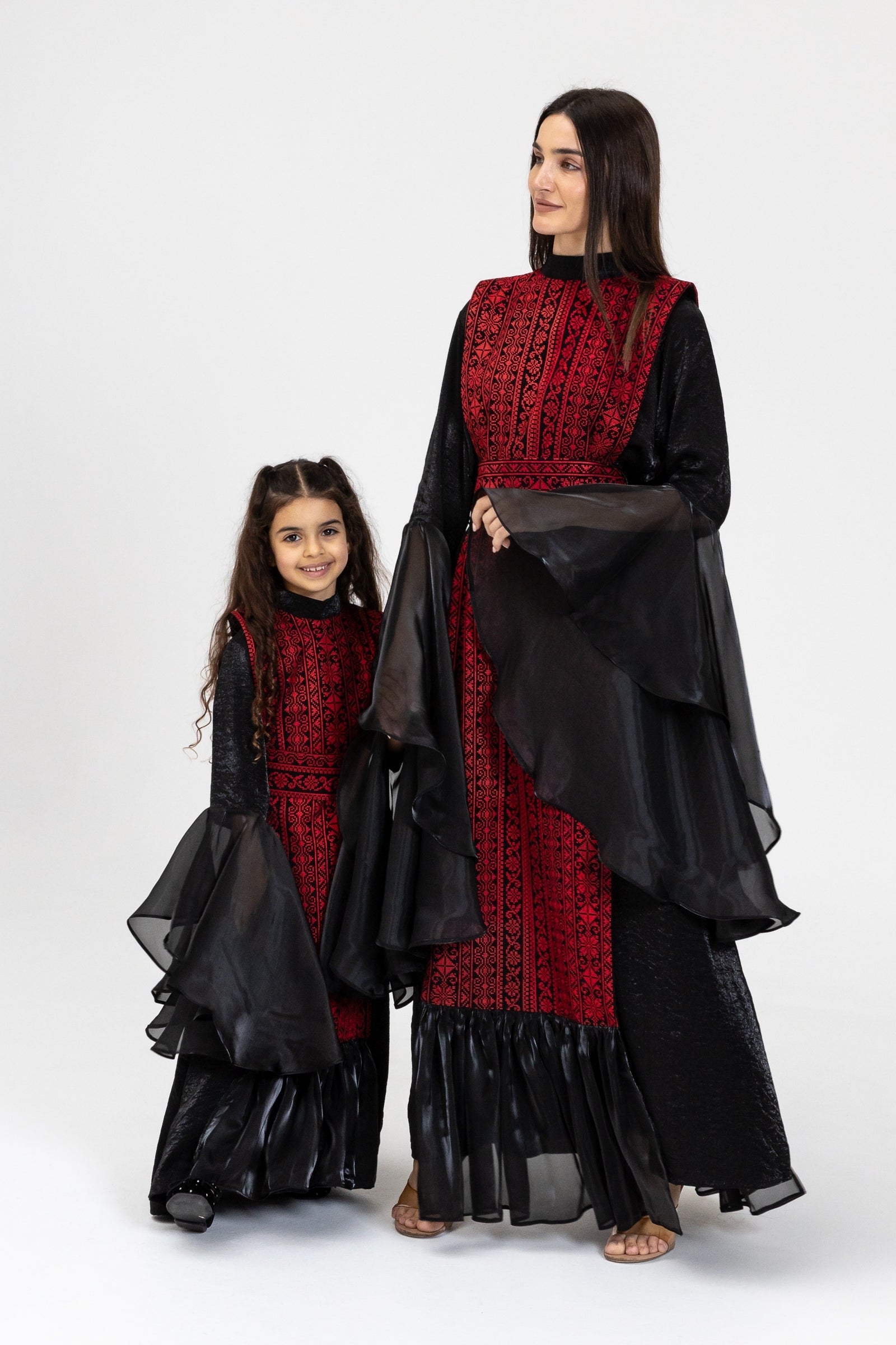 Kids Black Dress with Embroidered Overlay